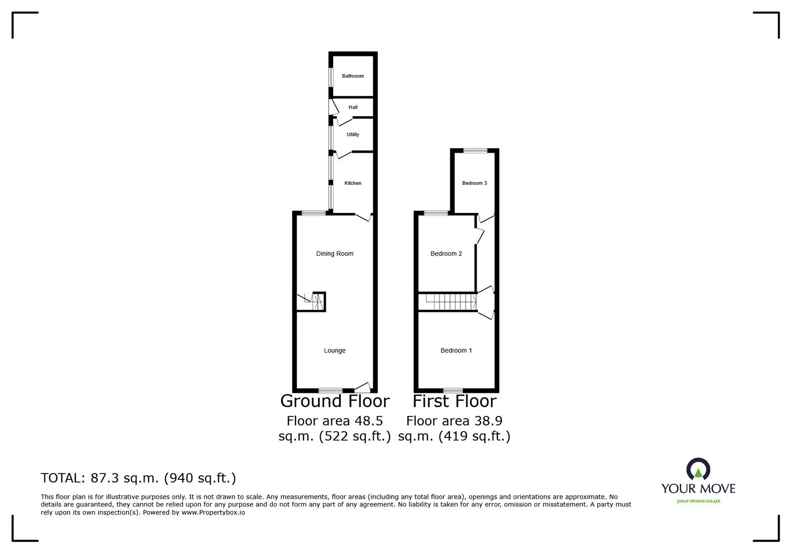 Floorplan of 3 bedroom Mid Terrace House to rent, Oldfield Street, Stoke-on-Trent, Staffordshire, ST4