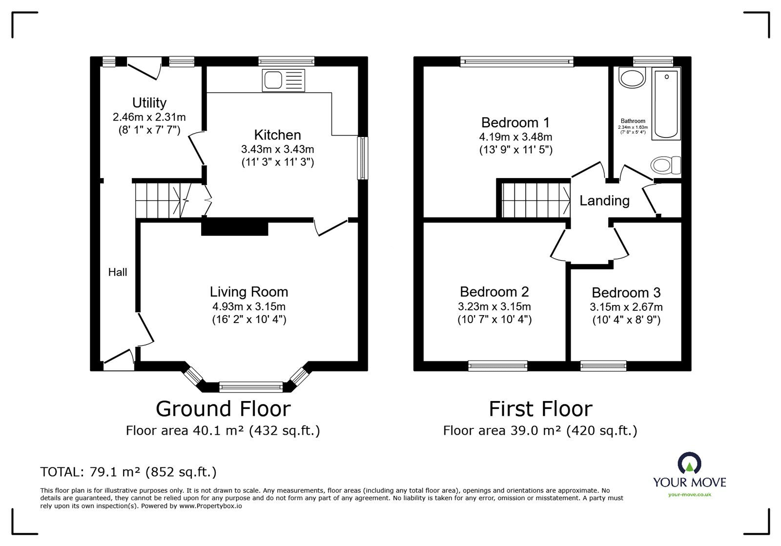 Floorplan of 3 bedroom Semi Detached House for sale, Hall Hill Drive, Berryhill, Staffordshire, ST2