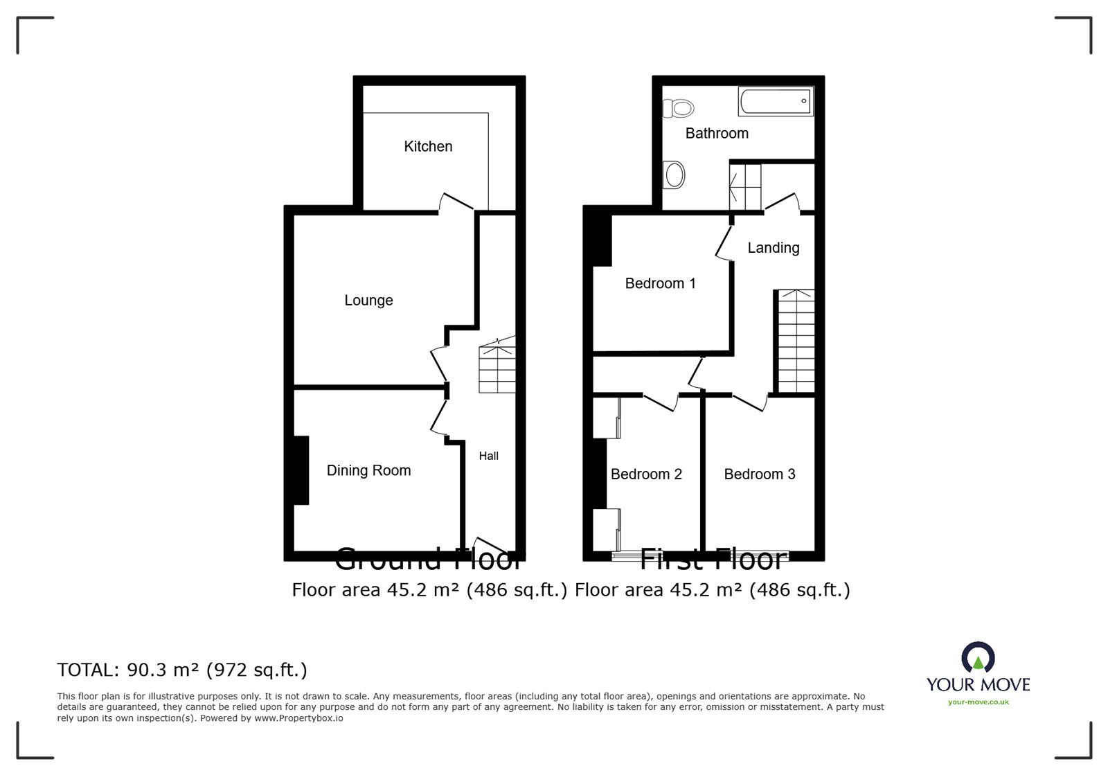 Floorplan of 3 bedroom End Terrace House to rent, Church Street, Silverdale, Staffordshire, ST5