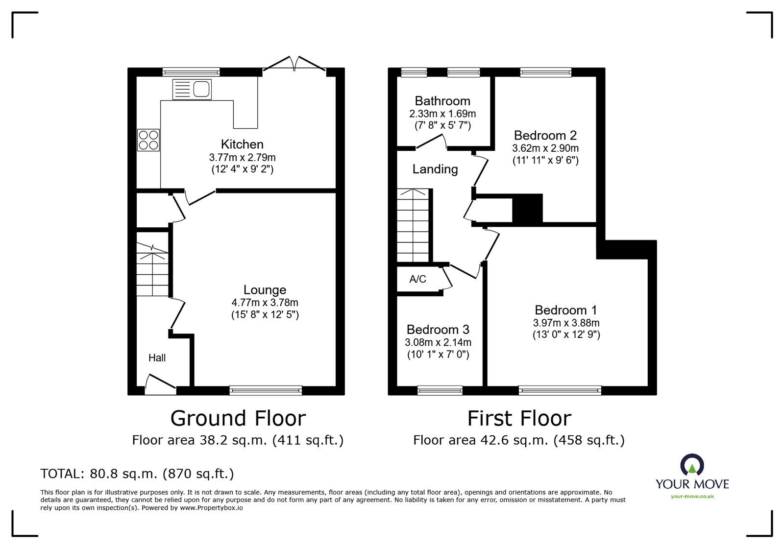 Floorplan of 3 bedroom Mid Terrace House to rent, Tiverton Road, Stoke-on-Trent, Staffordshire, ST2