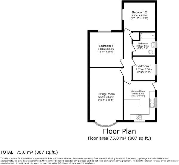 Floorplan of 3 bedroom Detached Bungalow for sale, Red Bank, Longton, Staffordshire, ST3