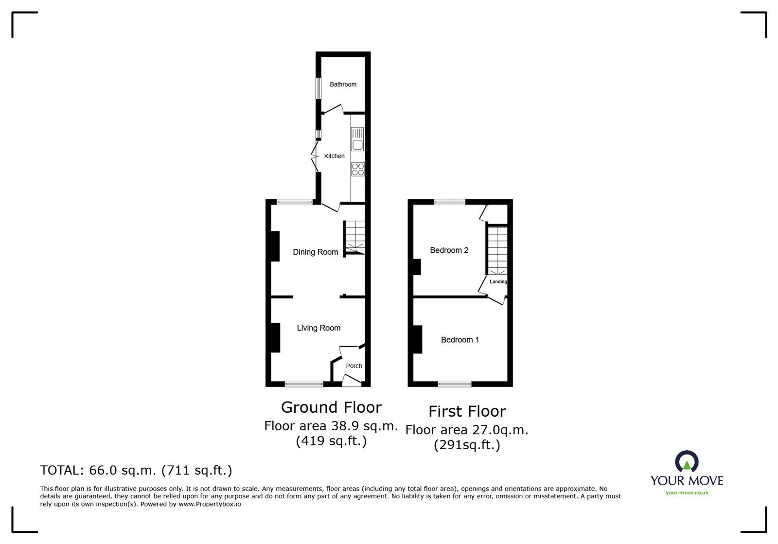 Floorplan of 2 bedroom Mid Terrace House to rent, Meir View, Stoke-on-Trent, Staffordshire, ST3