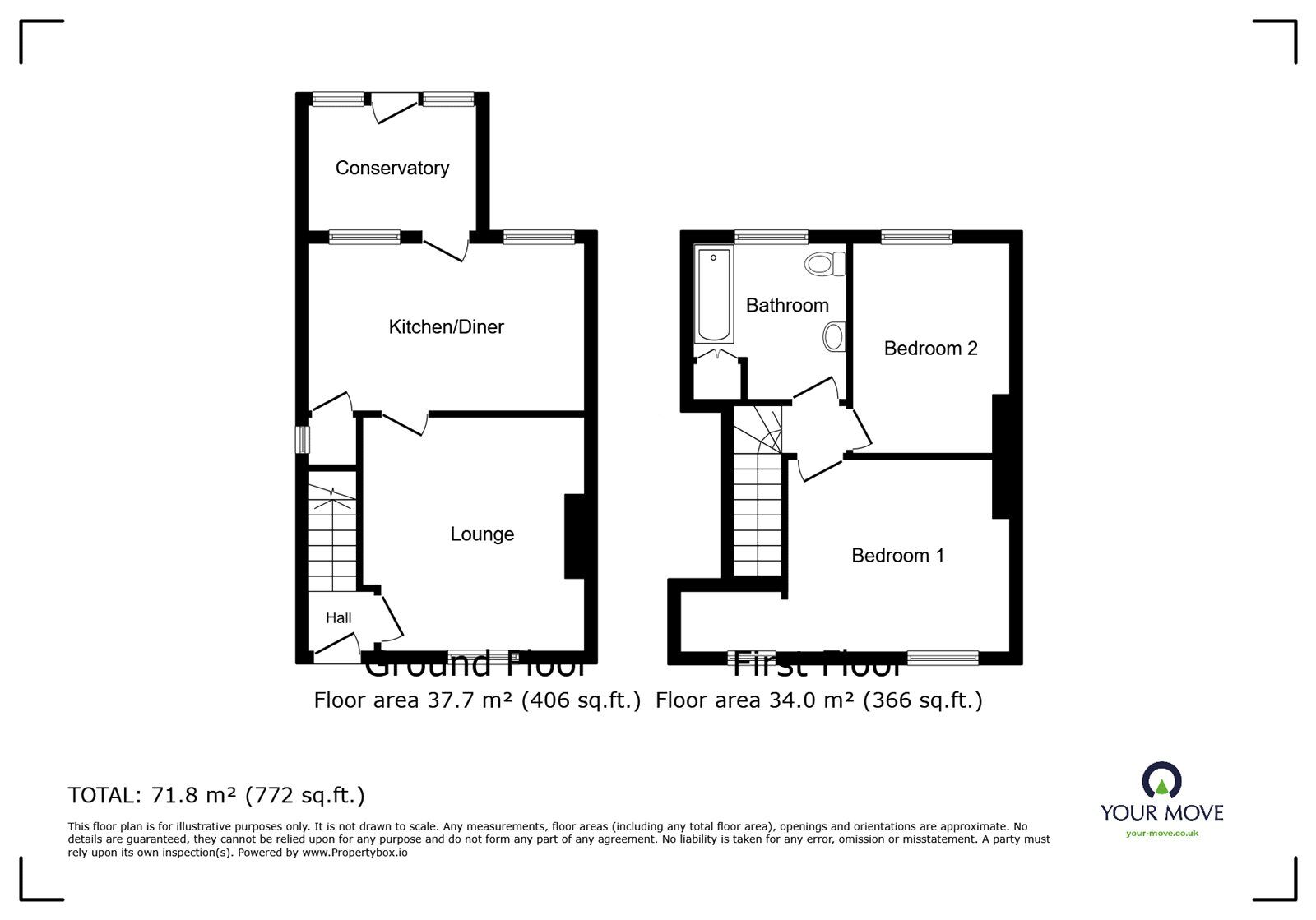 Floorplan of 2 bedroom  House for sale, Beckett Avenue, Stoke-on-Trent, Staffordshire, ST3