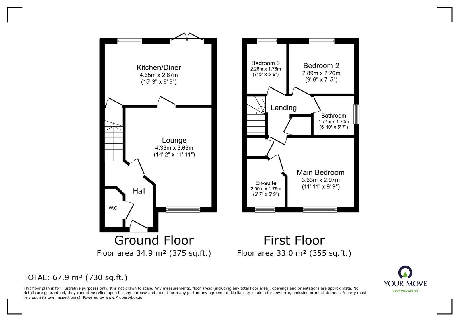 Floorplan of 3 bedroom Semi Detached House for sale, Dill Close, Newcastle Under Lyme, Staffordshire, ST5