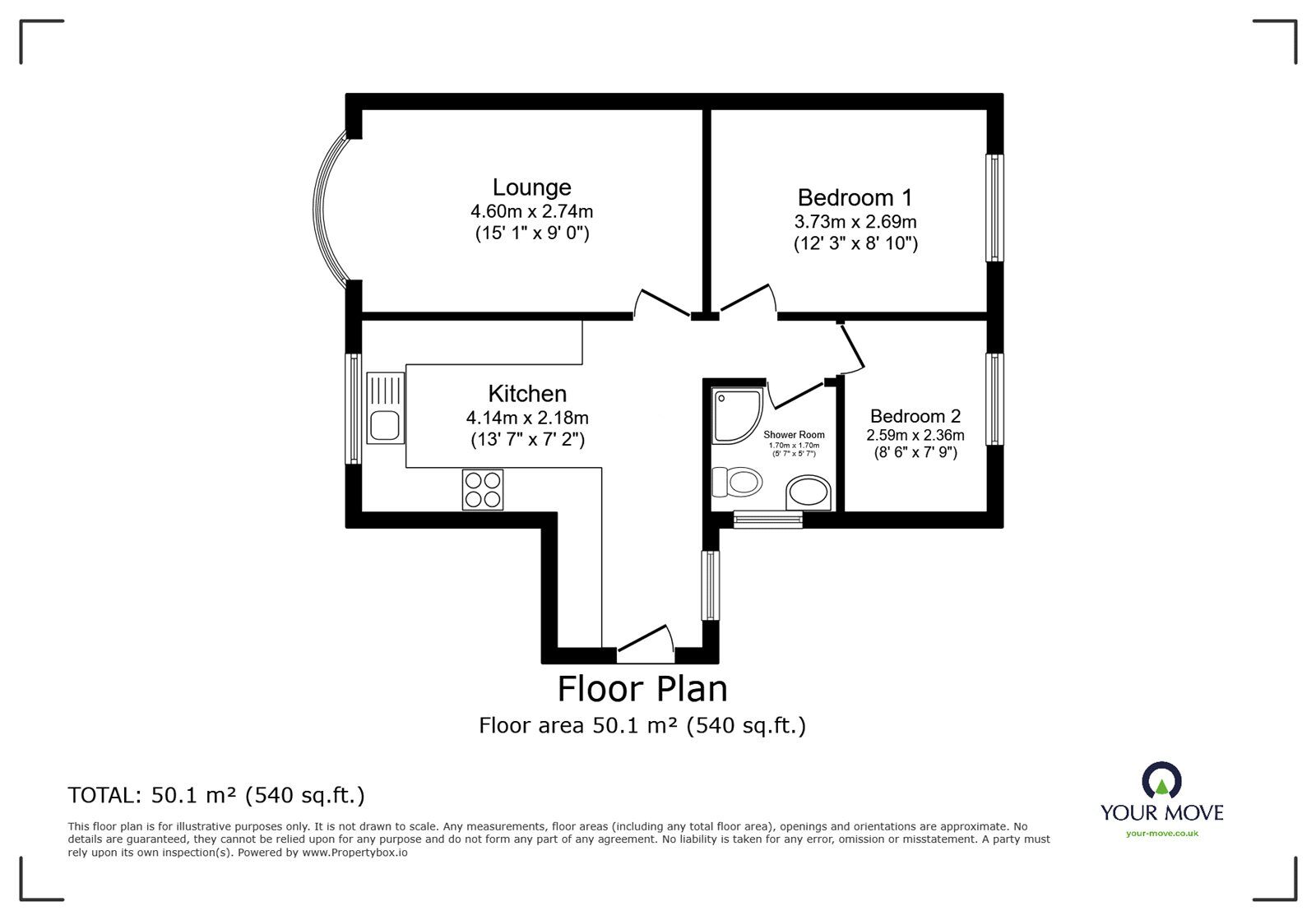 Floorplan of 2 bedroom Semi Detached Bungalow to rent, Chatterton Place, Stoke-on-Trent, Staffordshire, ST3