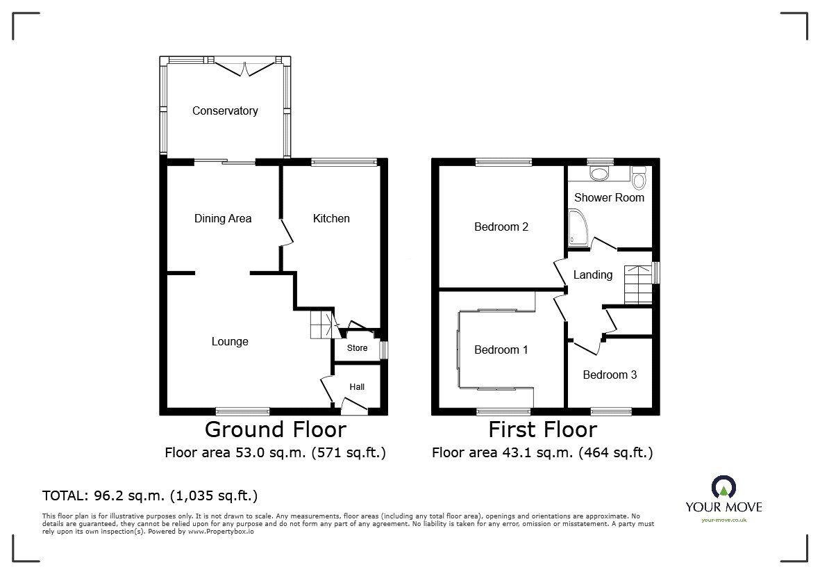 Floorplan of 3 bedroom Semi Detached House for sale, Normanton Grove, Longton, Staffordshire, ST3