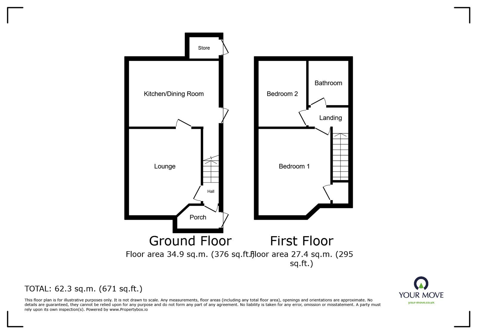 Floorplan of 2 bedroom Semi Detached House for sale, Parkhead Drive, Weston Coyney, Staffordshire, ST3