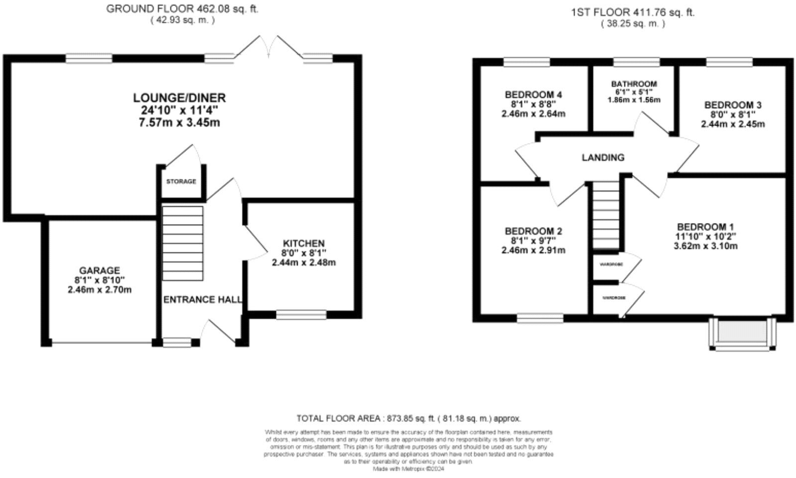 Floorplan of 4 bedroom Detached House for sale, Tay Close, Longton, Staffordshire, ST3