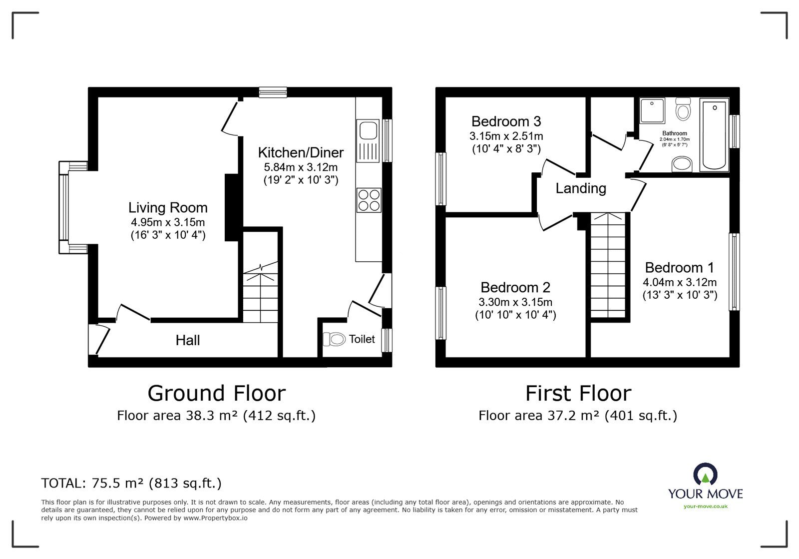 Floorplan of 3 bedroom Semi Detached House for sale, Wimborne Avenue, Stoke-on-Trent, Staffordshire, ST3