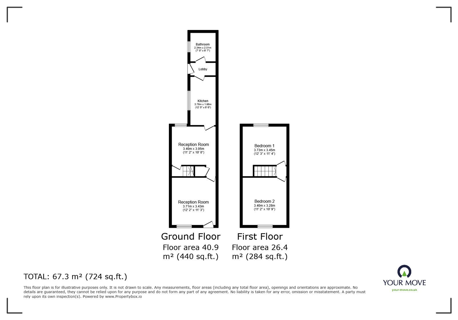 Floorplan of 2 bedroom Mid Terrace House to rent, King Street, Stoke-on-Trent, Staffordshire, ST4