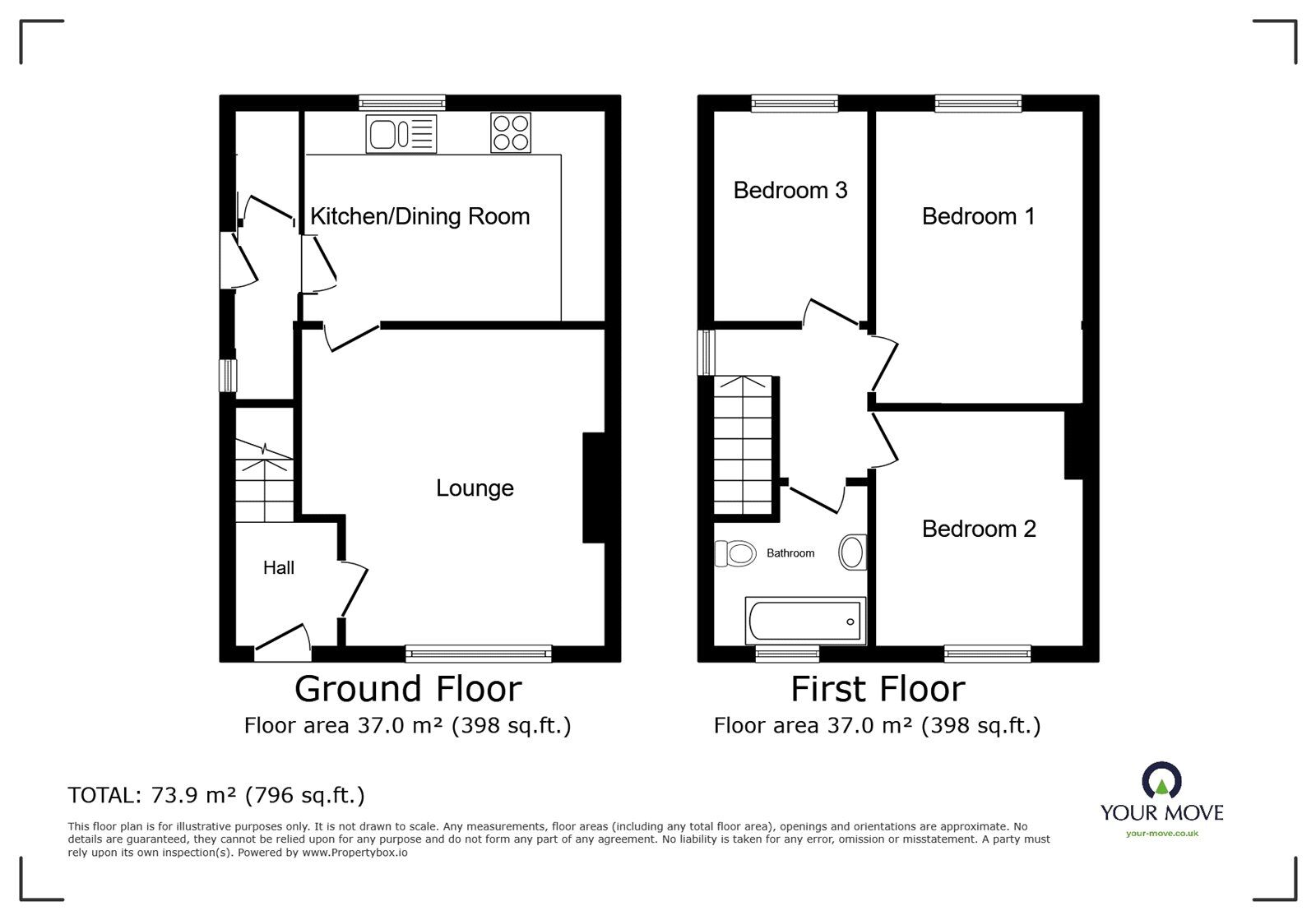 Floorplan of 3 bedroom  House to rent, Woodgate Street, Stoke-on-Trent, Staffordshire, ST3