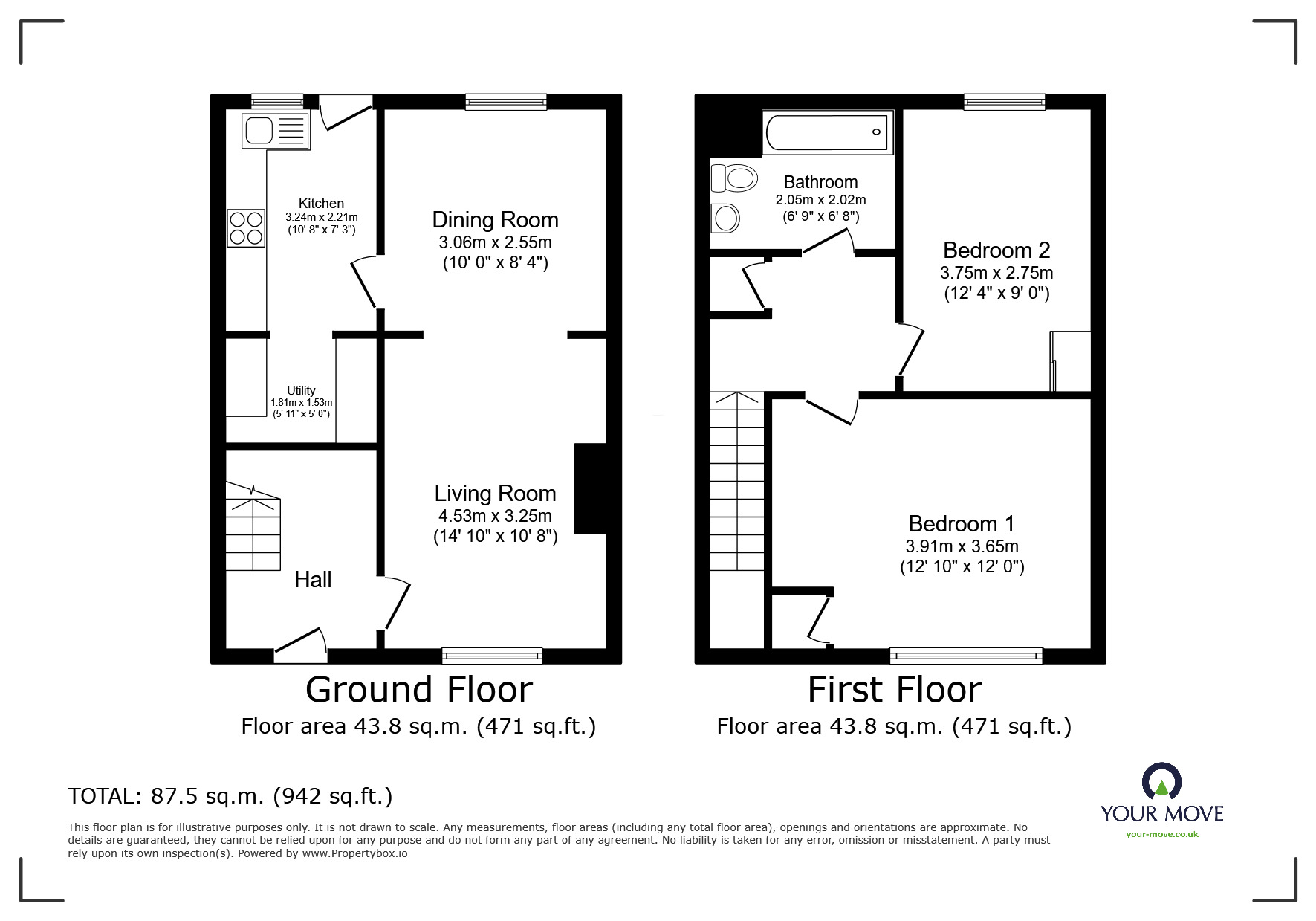 Floorplan of 2 bedroom Mid Terrace House to rent, Braddon Road, Loughborough, Leicestershire, LE11