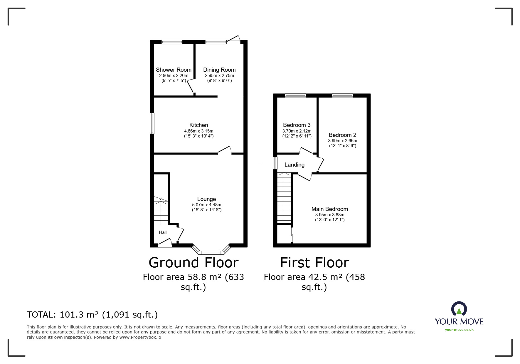 Floorplan of 3 bedroom Semi Detached House for sale, Tuckers Road, Loughborough, Leicestershire, LE11