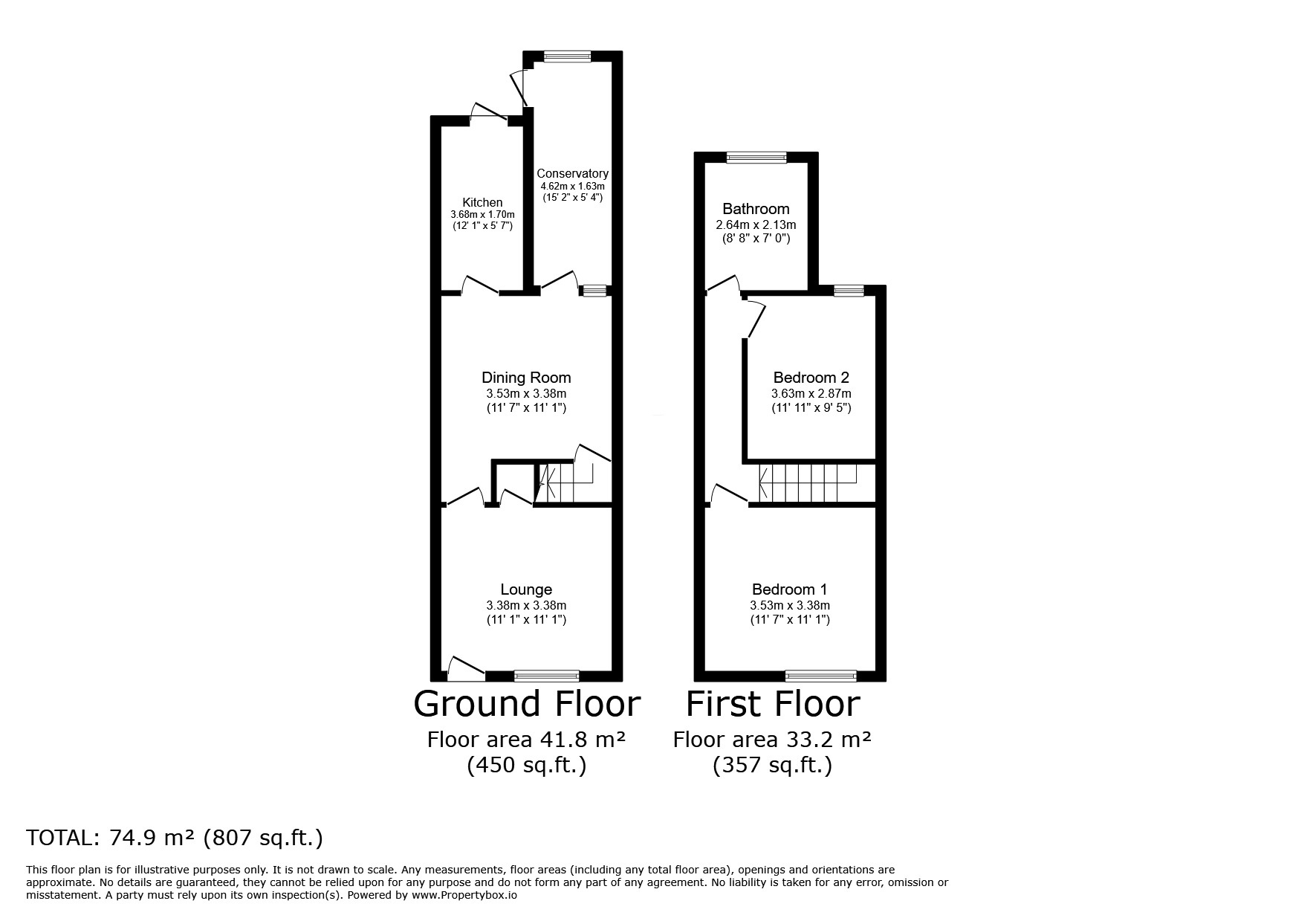 Floorplan of 2 bedroom End Terrace House for sale, Rothley Road, Mountsorrel, Leicestershire, LE12