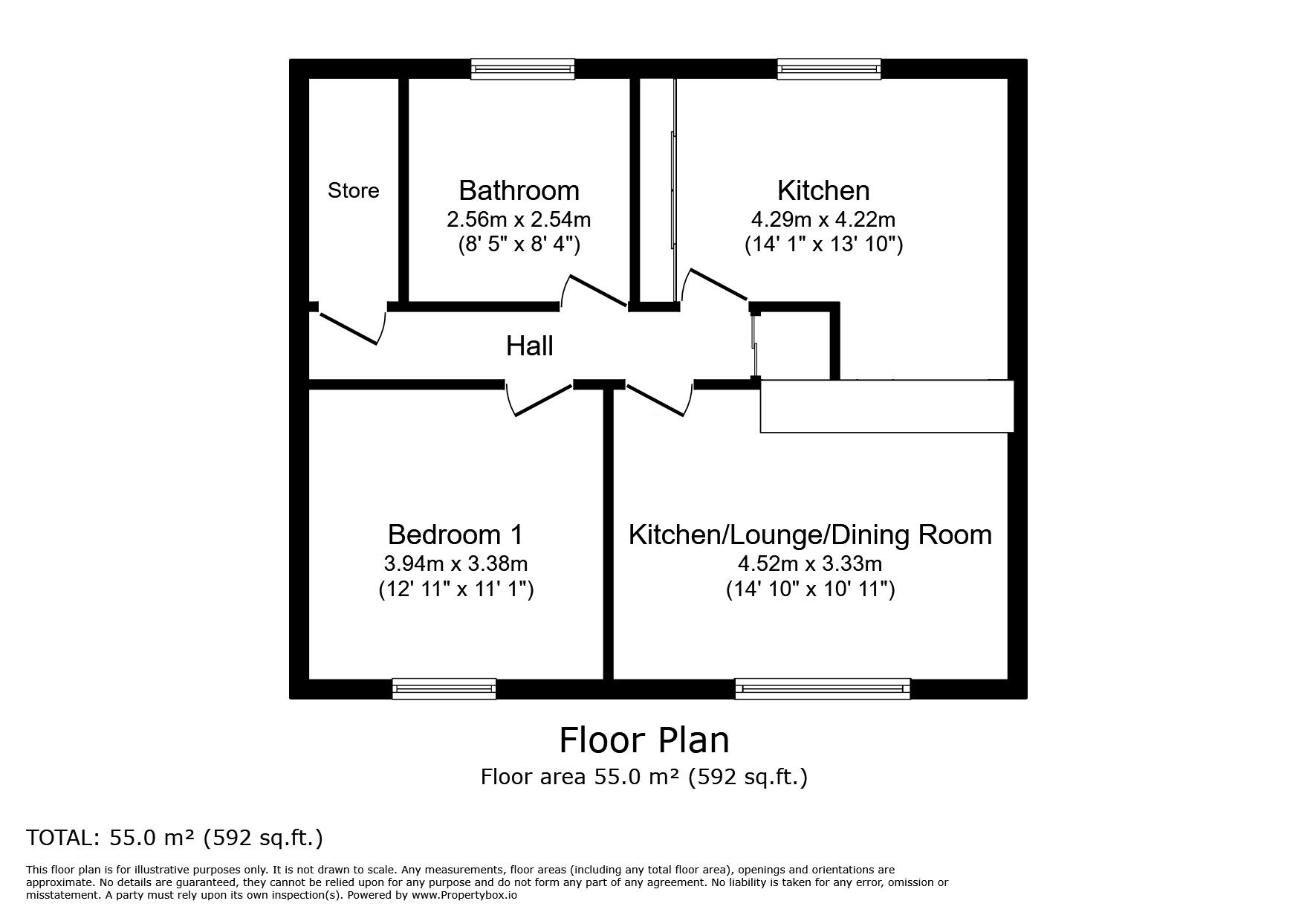 Floorplan of 1 bedroom  Flat for sale, Oxford Street, Loughborough, Leicestershire, LE11