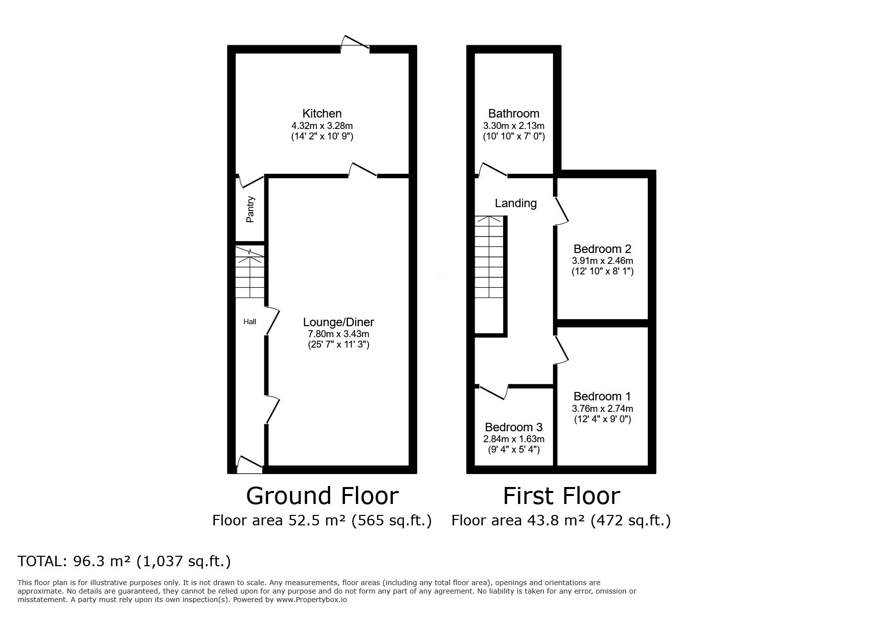 Floorplan of 3 bedroom Mid Terrace House to rent, Cartwright Street, Loughborough, Leicestershire, LE11