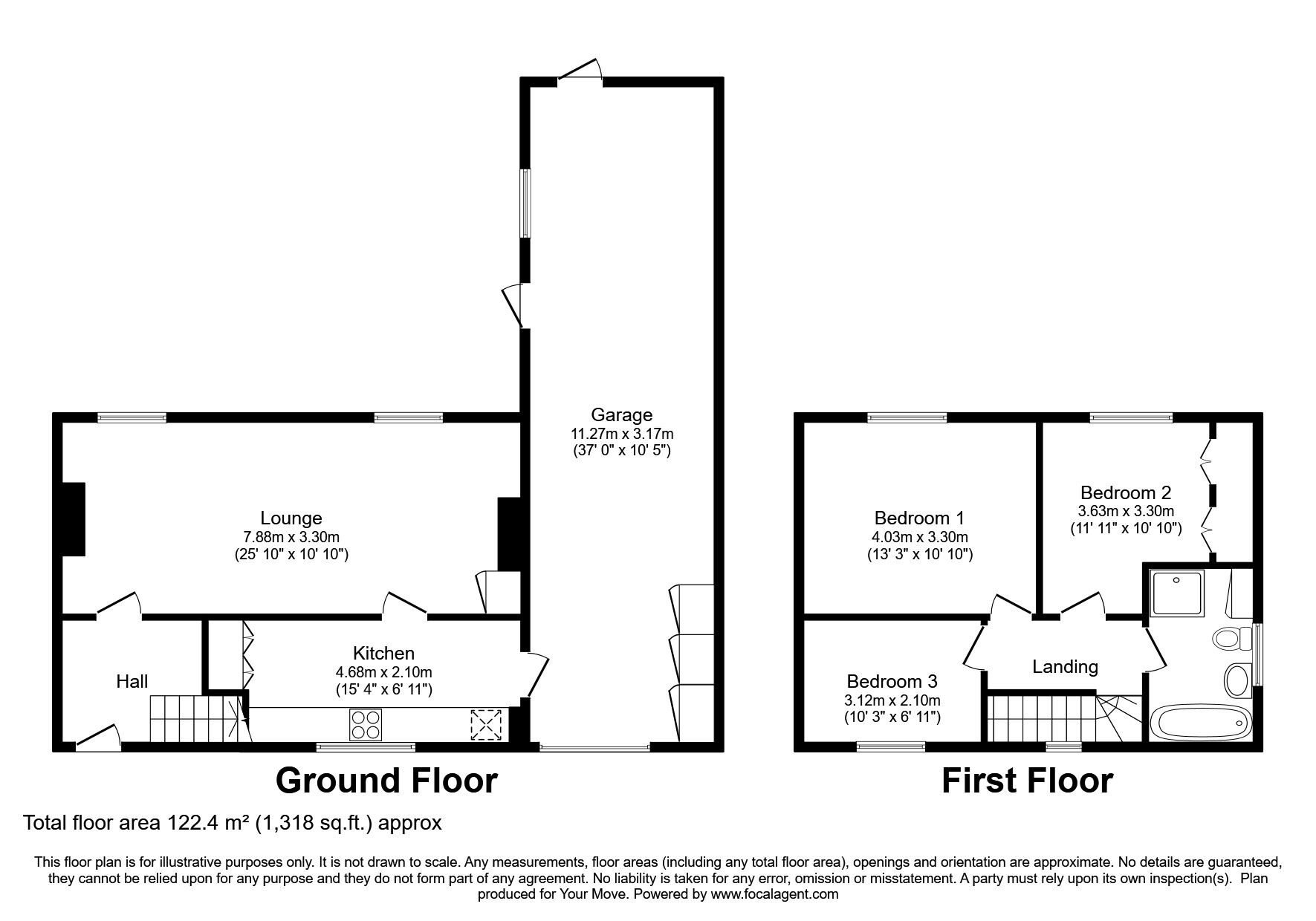 Floorplan of 3 bedroom Semi Detached House for sale, Wymeswold Road, Hoton, Leicestershire, LE12