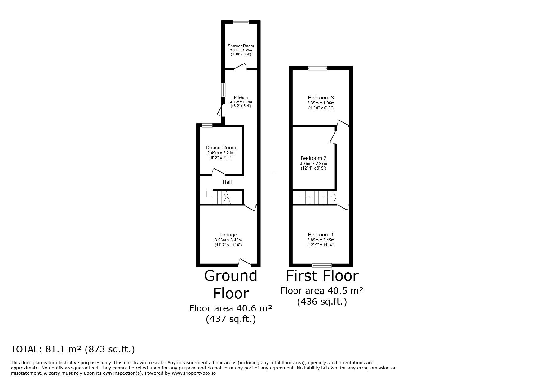 Floorplan of 3 bedroom End Terrace House for sale, Grange Street, Loughborough, Leicestershire, LE11