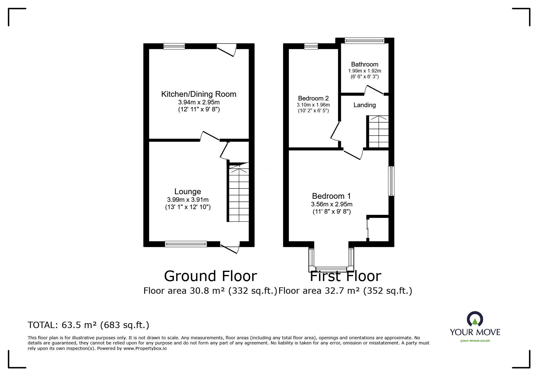 Floorplan of 2 bedroom Mid Terrace House to rent, North Street, Barrow upon Soar, Leicestershire, LE12