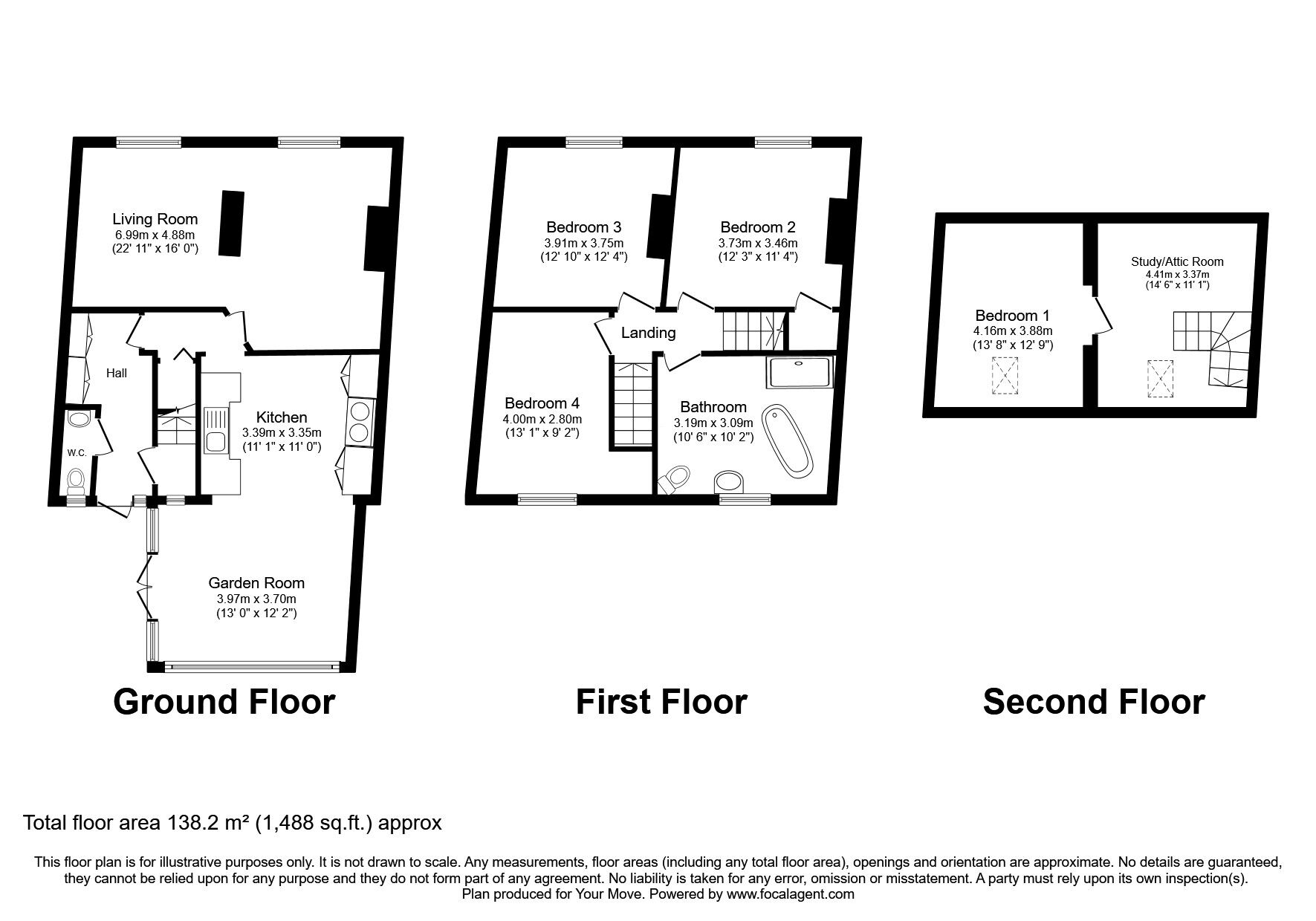 Floorplan of 3 bedroom  House for sale, Packington Hill, Kegworth, Leicestershire, DE74