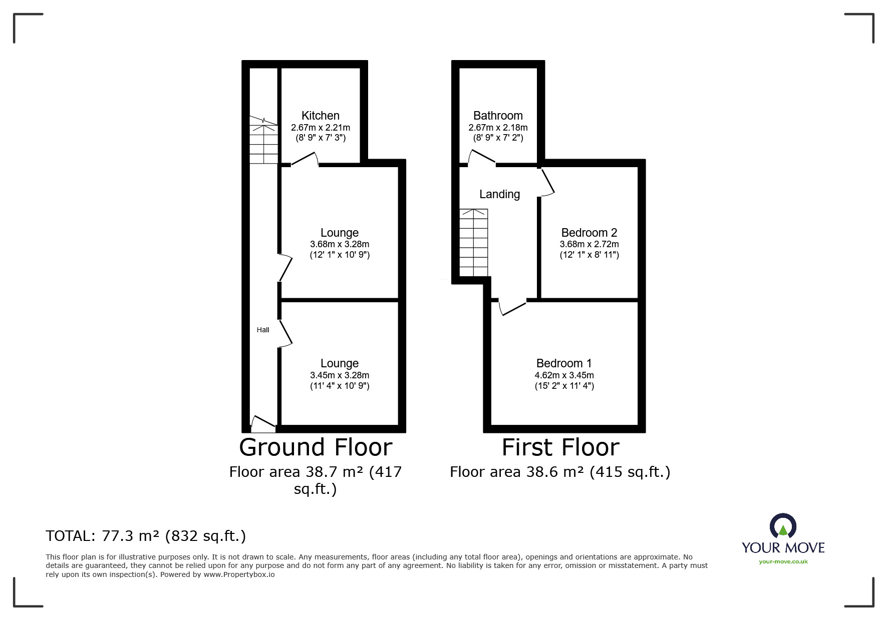 Floorplan of 2 bedroom Mid Terrace House for sale, Shakespeare Street, Loughborough, Leicestershire, LE11