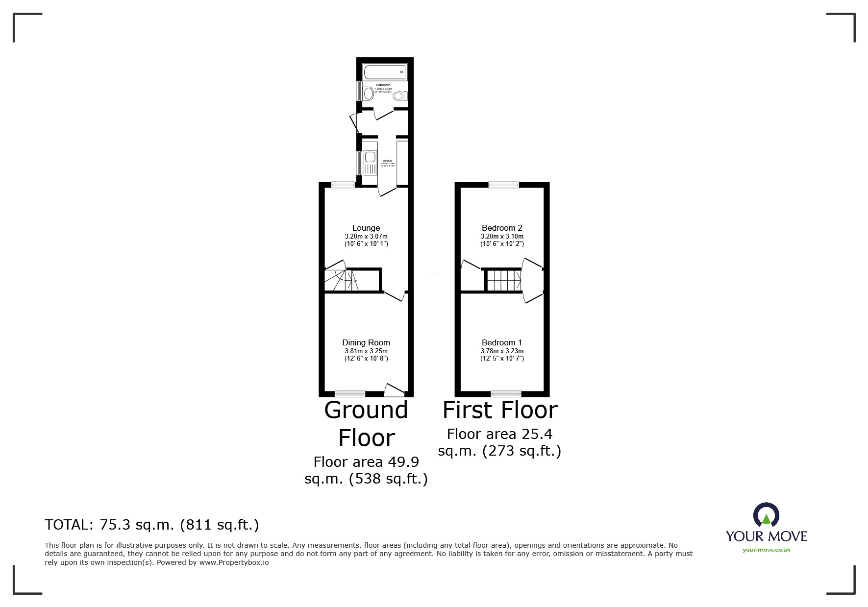 Floorplan of 2 bedroom Mid Terrace House for sale, Albert Street, Loughborough, Leicestershire, LE11