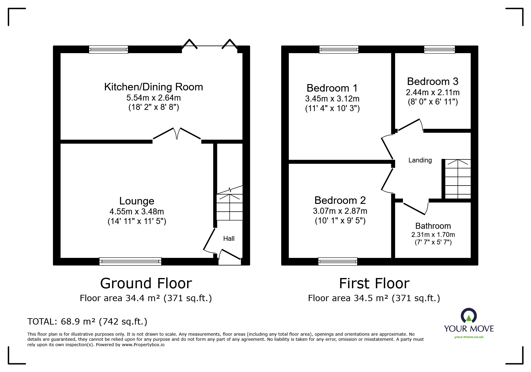 Floorplan of 3 bedroom End Terrace House for sale, Amesbury Circus, Nottingham, Nottinghamshire, NG8