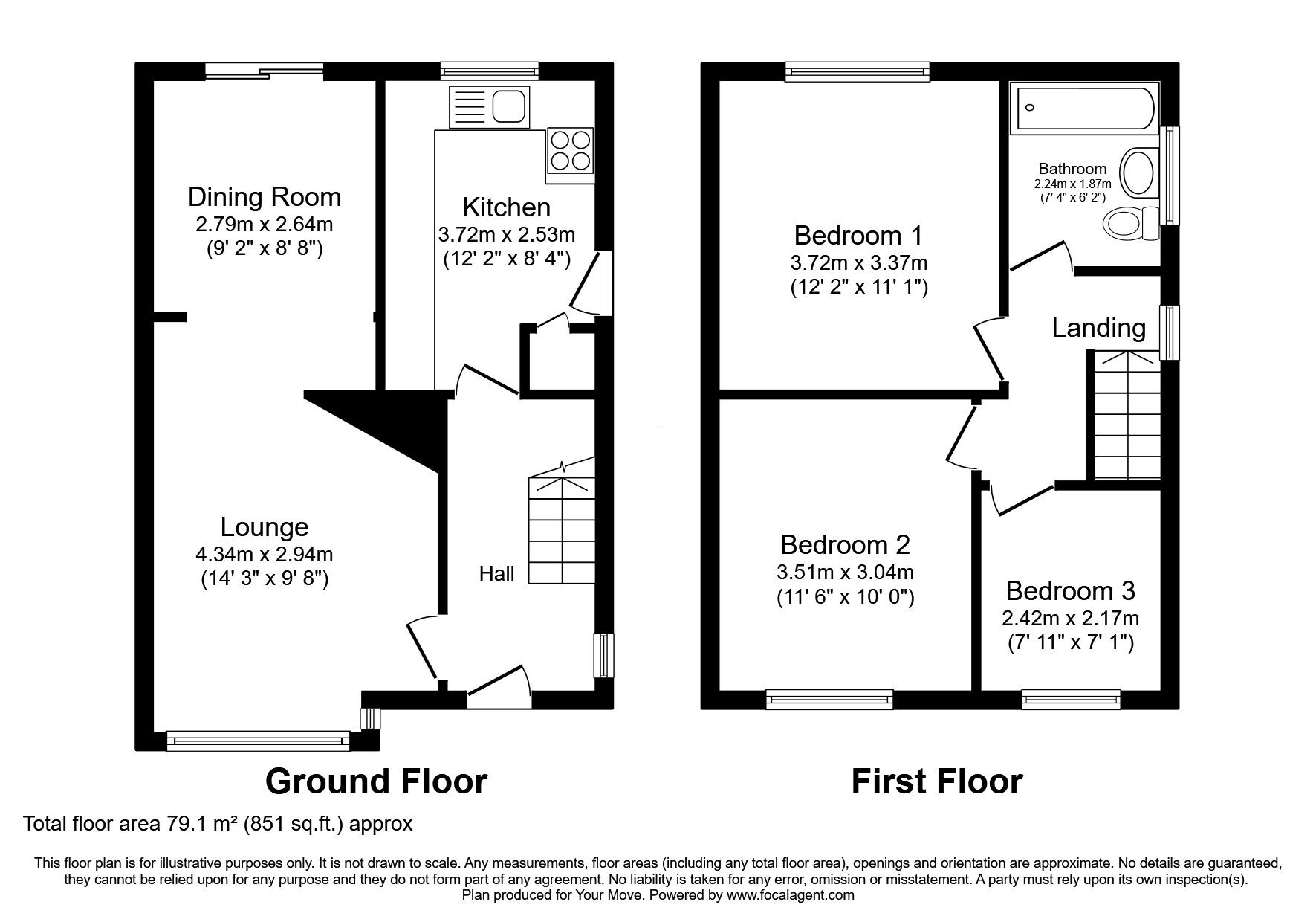 Floorplan of 3 bedroom Semi Detached House for sale, Loweswater Drive, Loughborough, Leicestershire, LE11