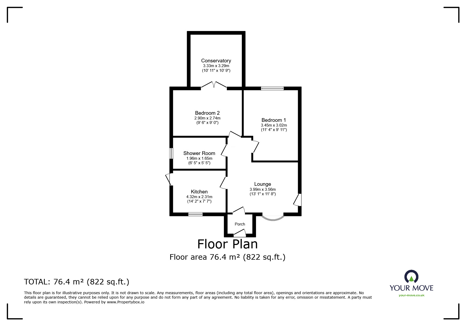 Floorplan of 2 bedroom Semi Detached Bungalow for sale, Rowan Avenue, Hathern, Leicestershire, LE12