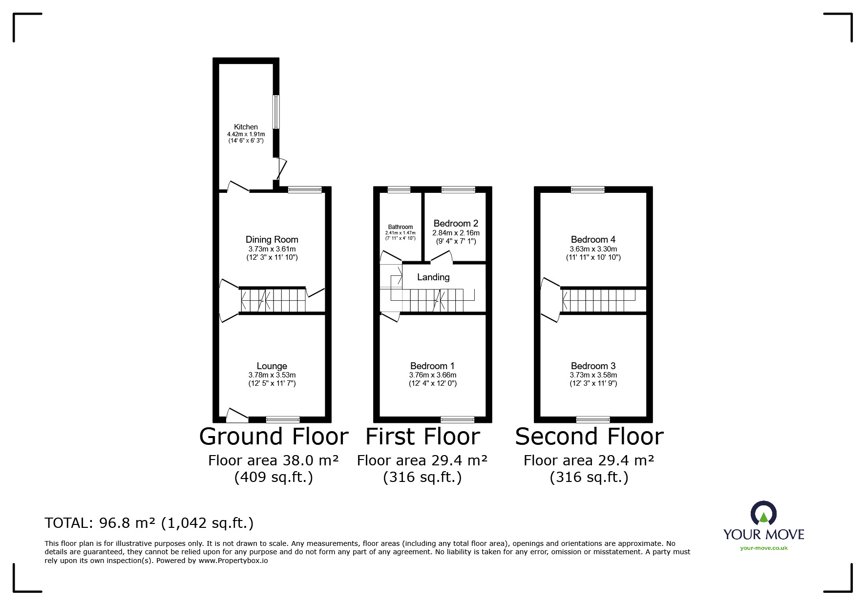 Floorplan of 4 bedroom Mid Terrace House for sale, Osborne Street, Nottingham, Nottinghamshire, NG7