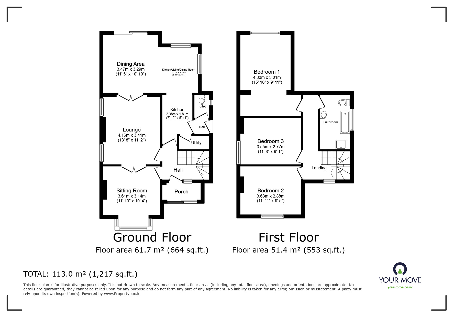 Floorplan of 3 bedroom Detached House for sale, Knightthorpe Road, Loughborough, Leicestershire, LE11