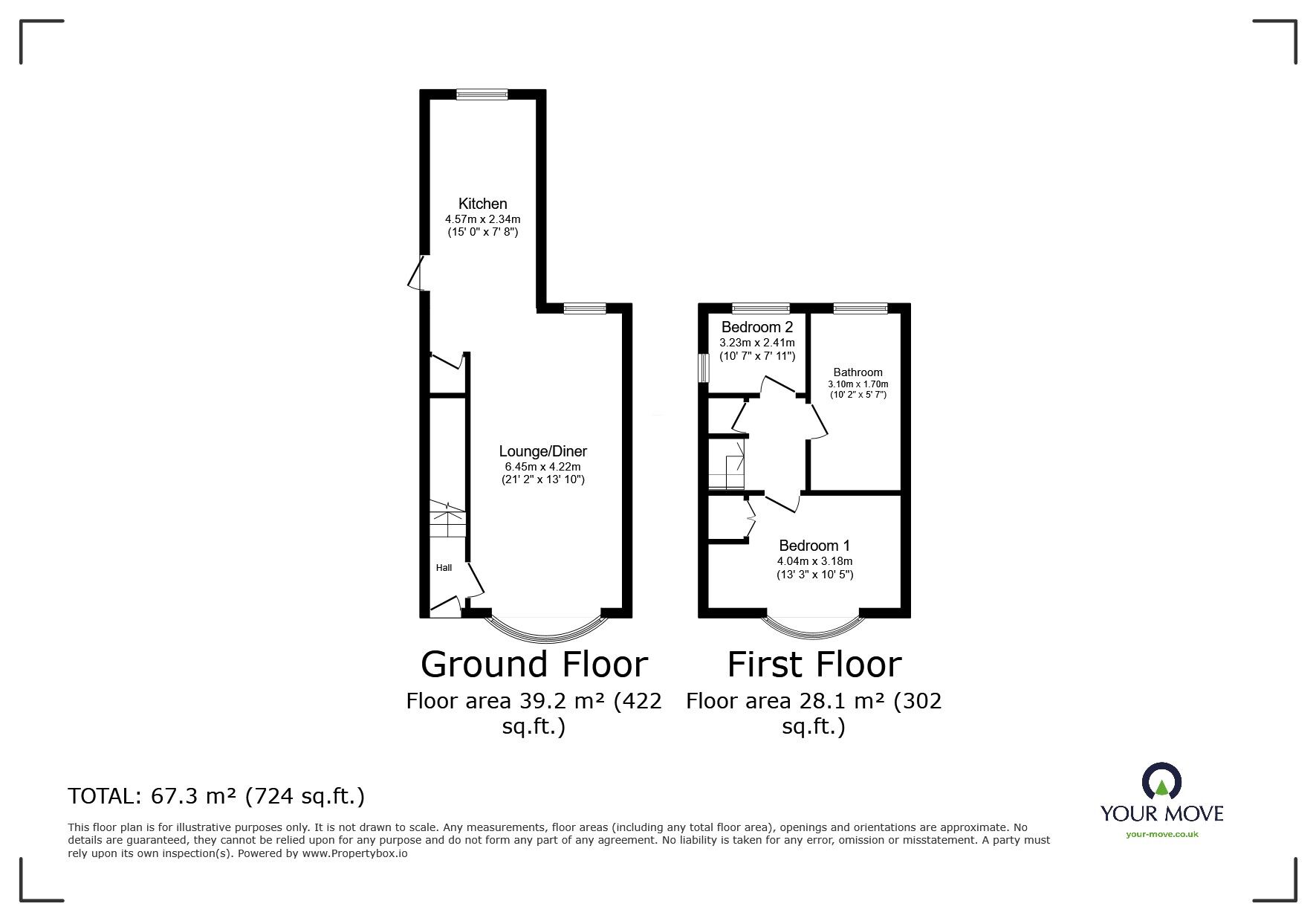 Floorplan of 2 bedroom Semi Detached House for sale, Bottleacre Lane, Loughborough, Leicestershire, LE11