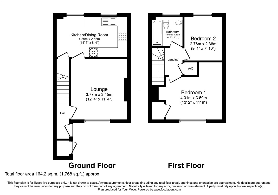 Floorplan of 2 bedroom Mid Terrace House for sale, Highbridge, Sileby, Leicestershire, LE12