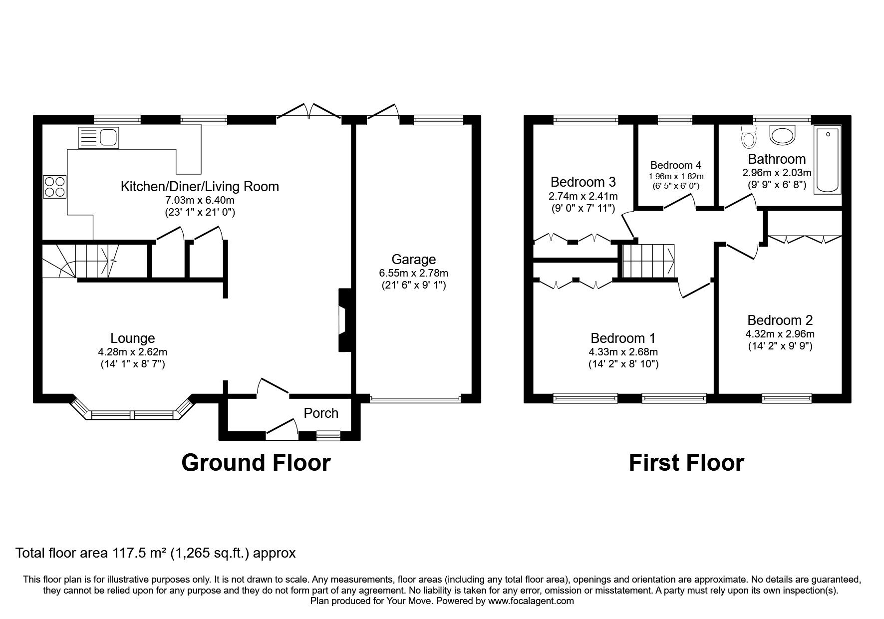 Floorplan of 4 bedroom Semi Detached House for sale, Beaumaris Crescent, Shepshed, Leicestershire, LE12