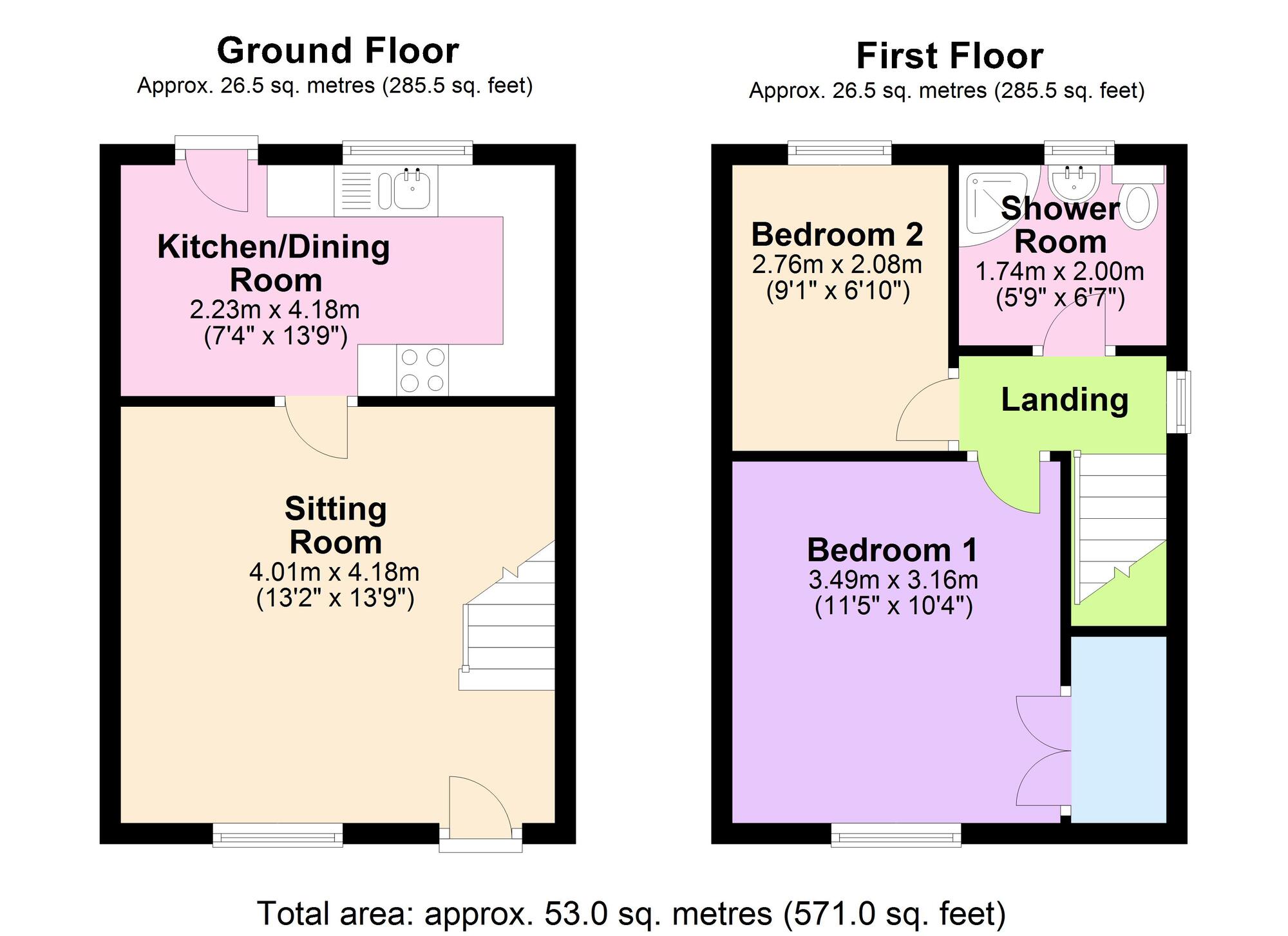 Floorplan of 2 bedroom End Terrace House to rent, Pippin Close, Peasedown St. John, Bath, BA2