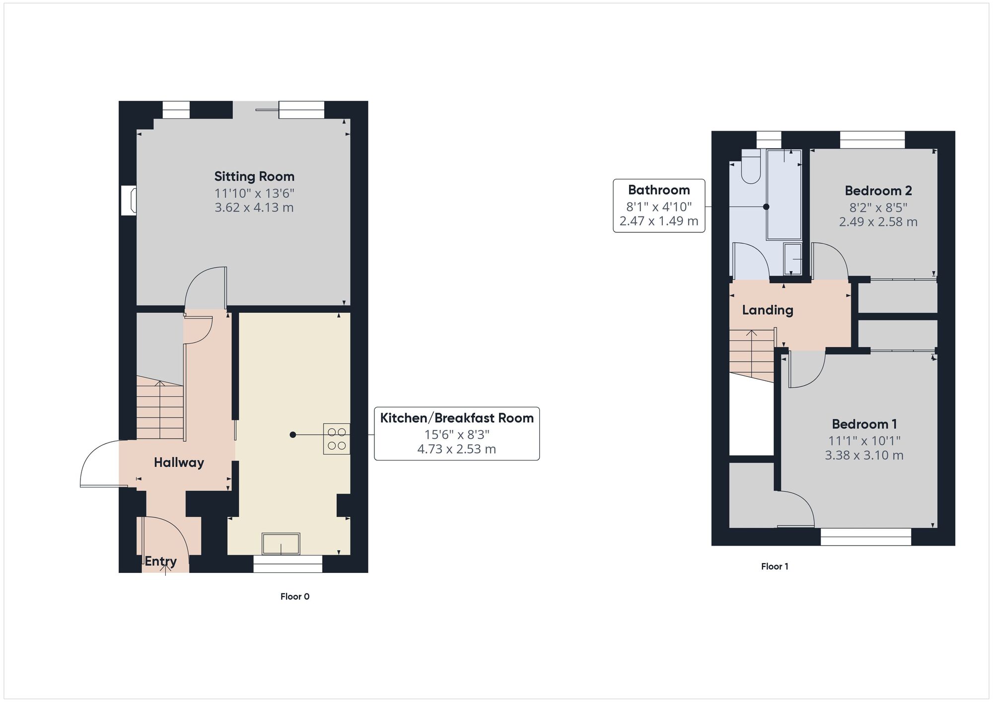 Floorplan of 2 bedroom Semi Detached House to rent, Sunnymead, Midsomer Norton, Radstock, BA3