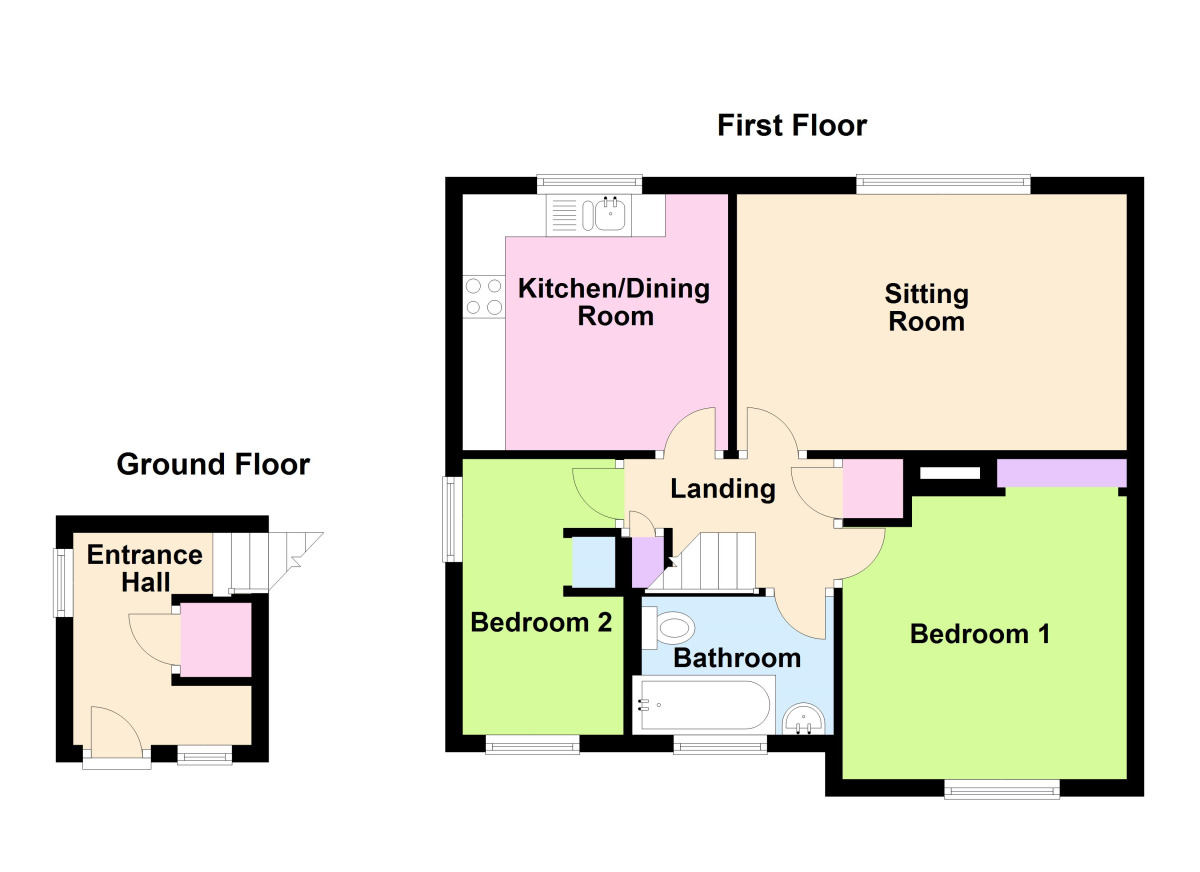 Floorplan of 2 bedroom  Flat to rent, Hillside Crescent, Midsomer Norton, Radstock, BA3