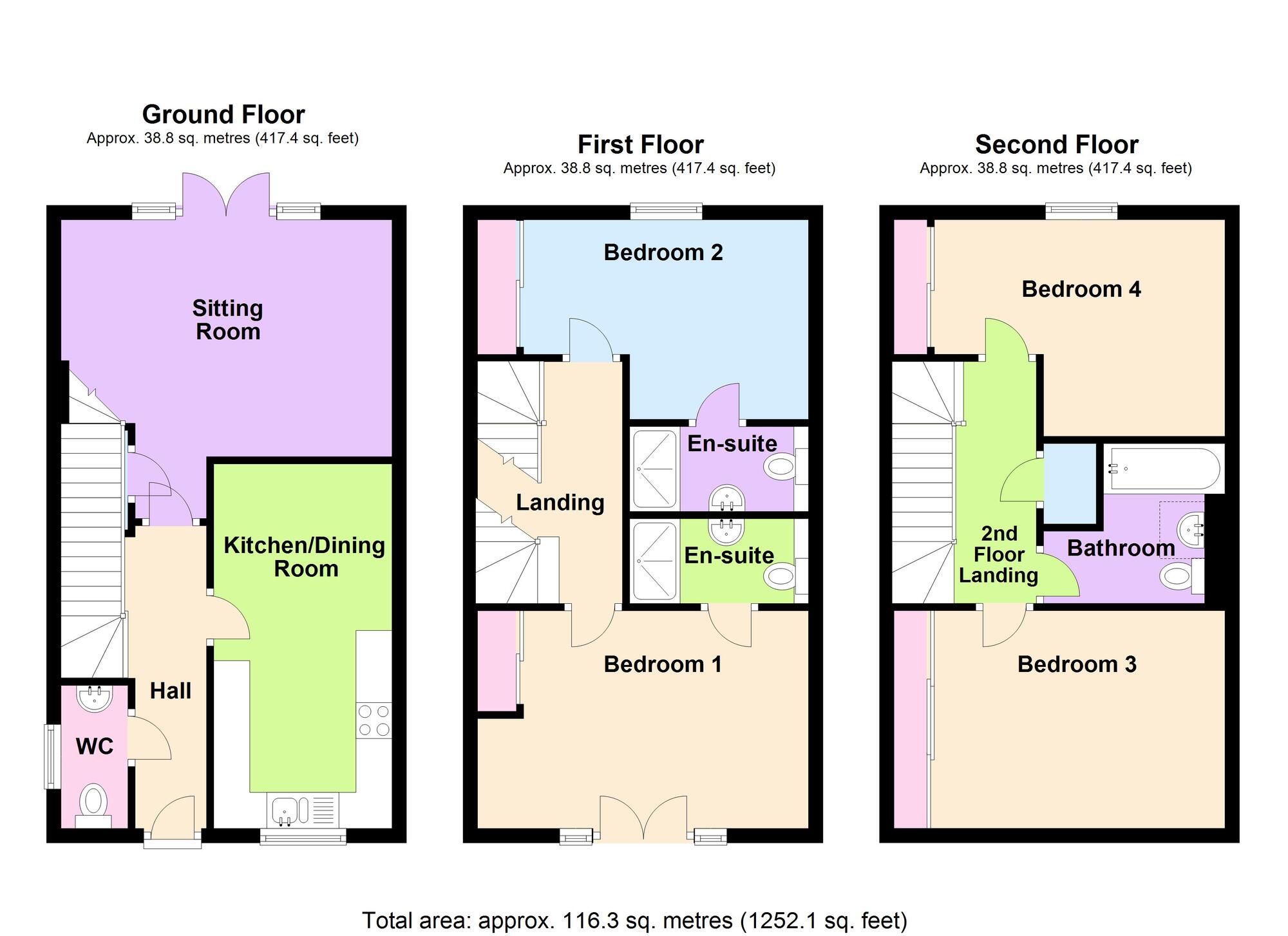 Floorplan of 4 bedroom Link Detached House for sale, Nightingale Way, Westfield, Somerset, BA3