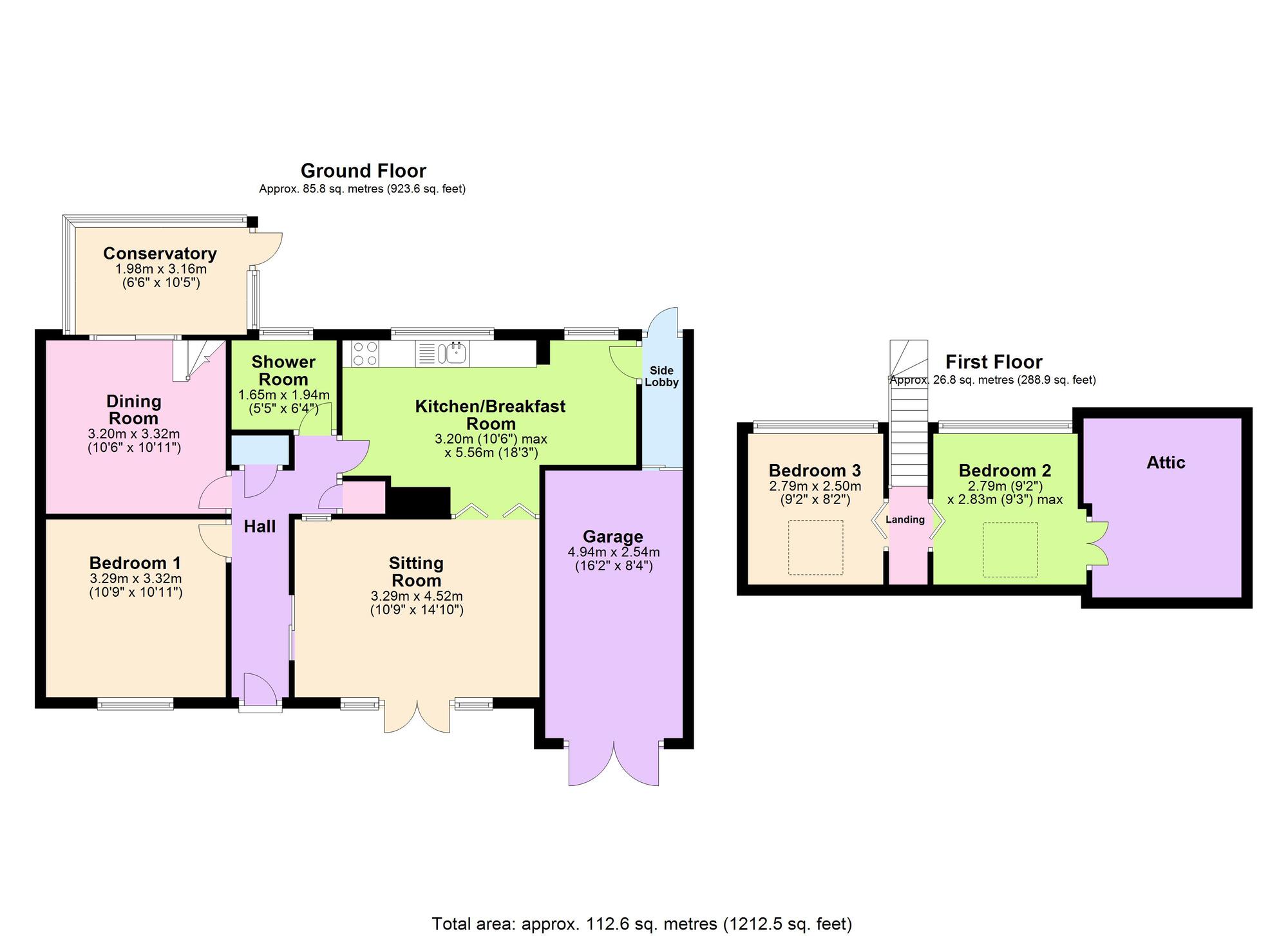 Floorplan of 3 bedroom Semi Detached Bungalow for sale, Berkeley Avenue, Midsomer Norton, Somerset, BA3