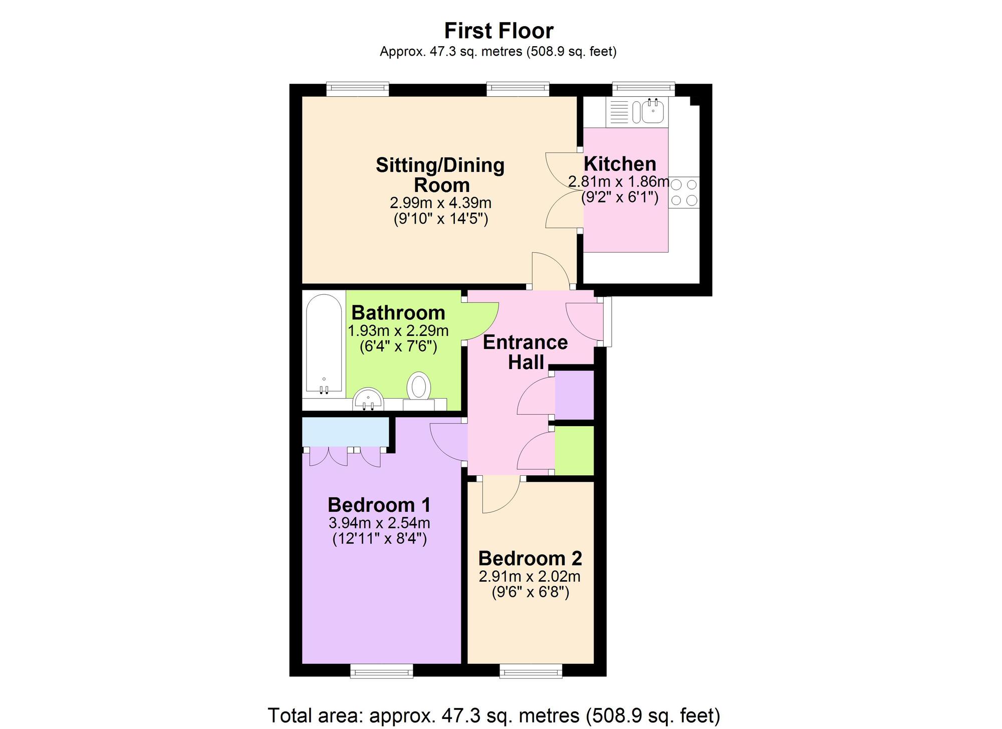 Floorplan of 2 bedroom  Flat for sale, Radstock Road, Midsomer Norton, Somerset, BA3