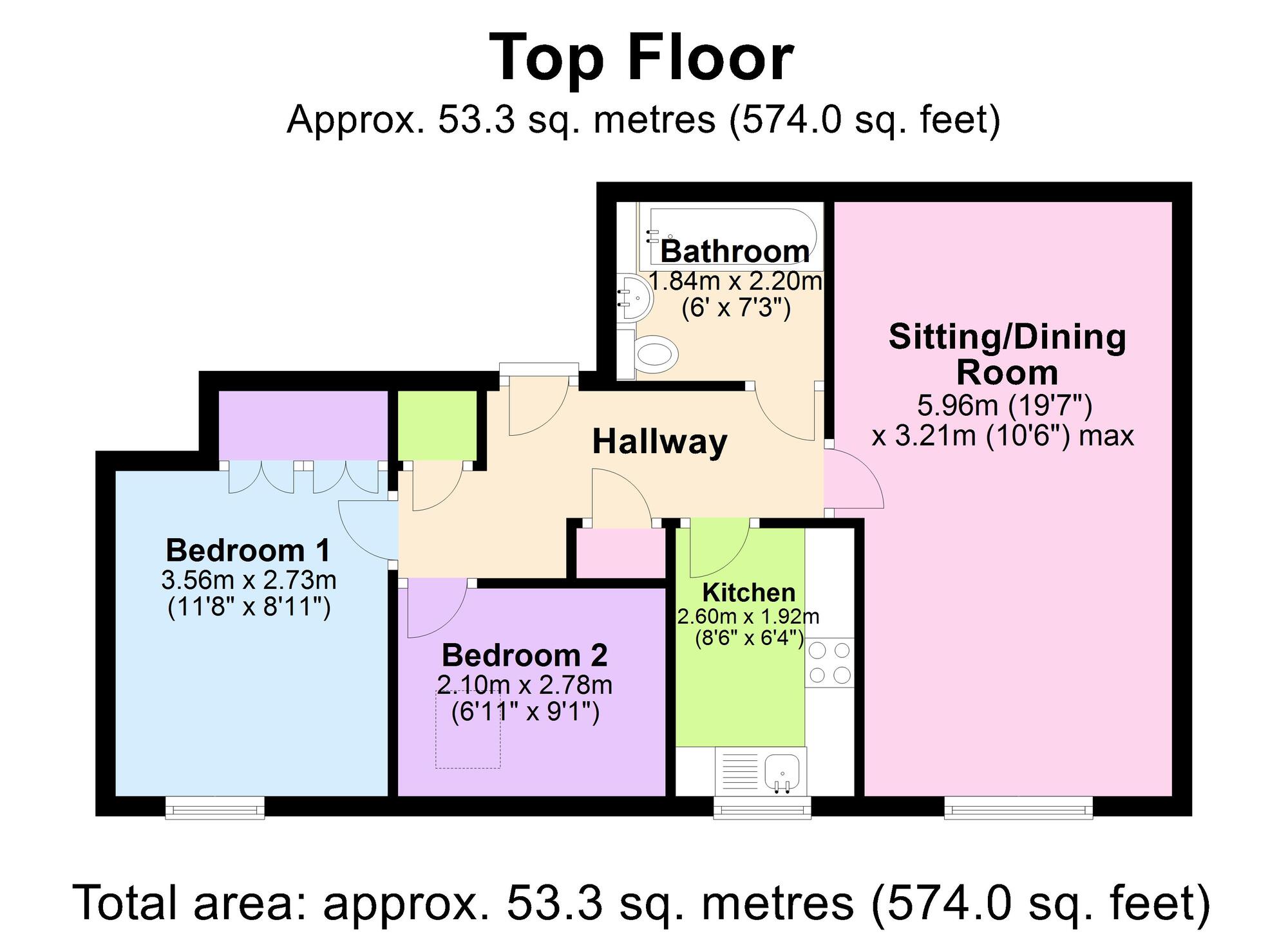 Floorplan of 2 bedroom  Flat for sale, Millards Hill, Midsomer Norton, Somerset, BA3