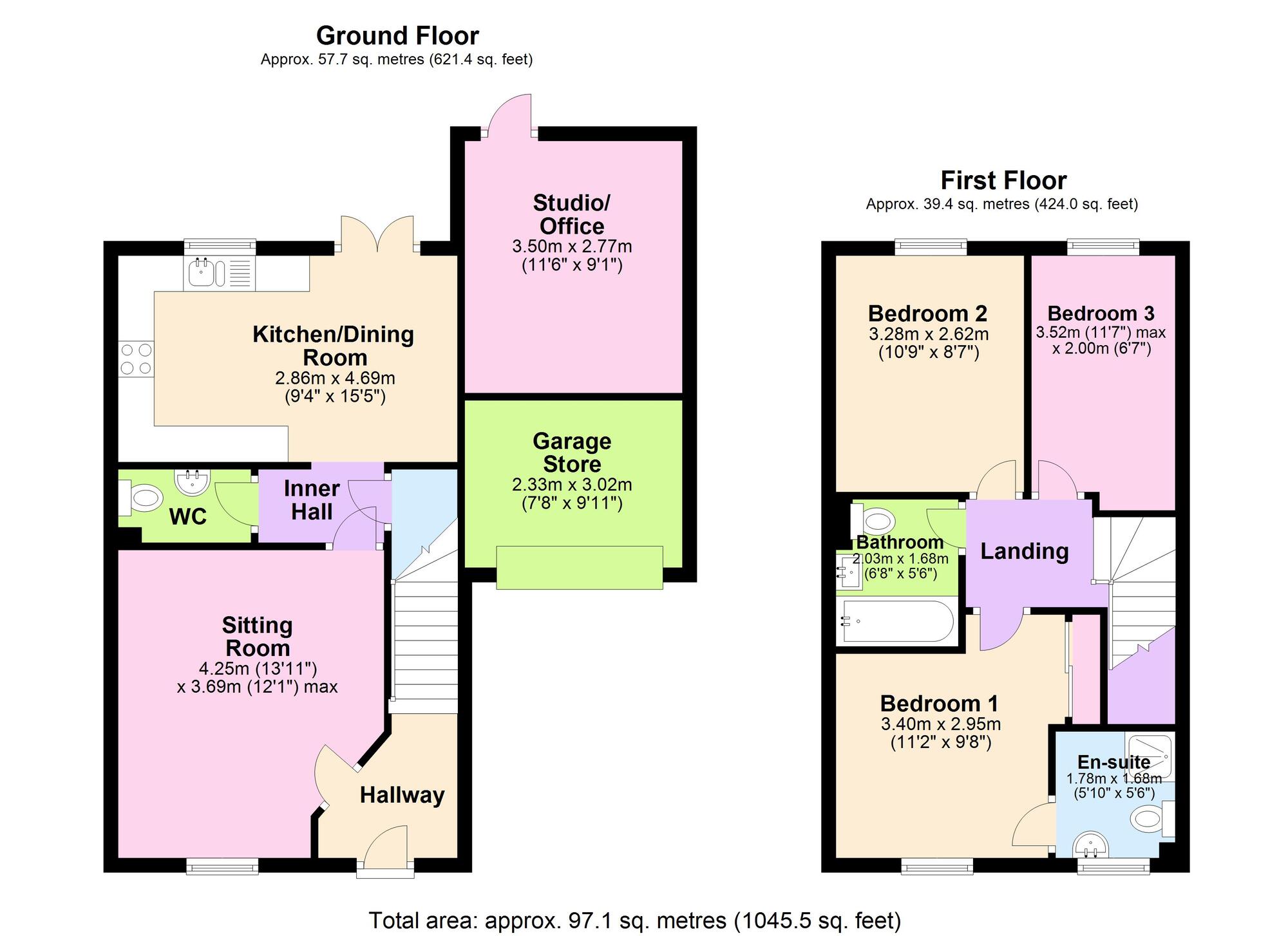 Floorplan of 3 bedroom Semi Detached House for sale, Monger Lane, Midsomer Norton, Somerset, BA3