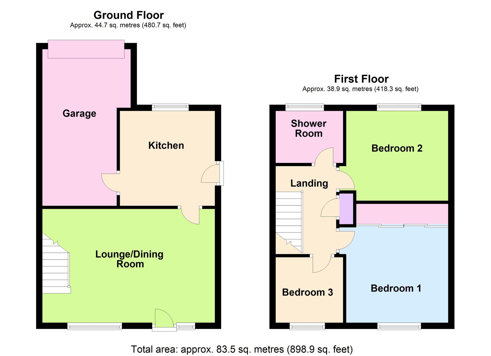 Floorplan of 3 bedroom Semi Detached House for sale, Ash Tree Court, Westfield, Somerset, BA3