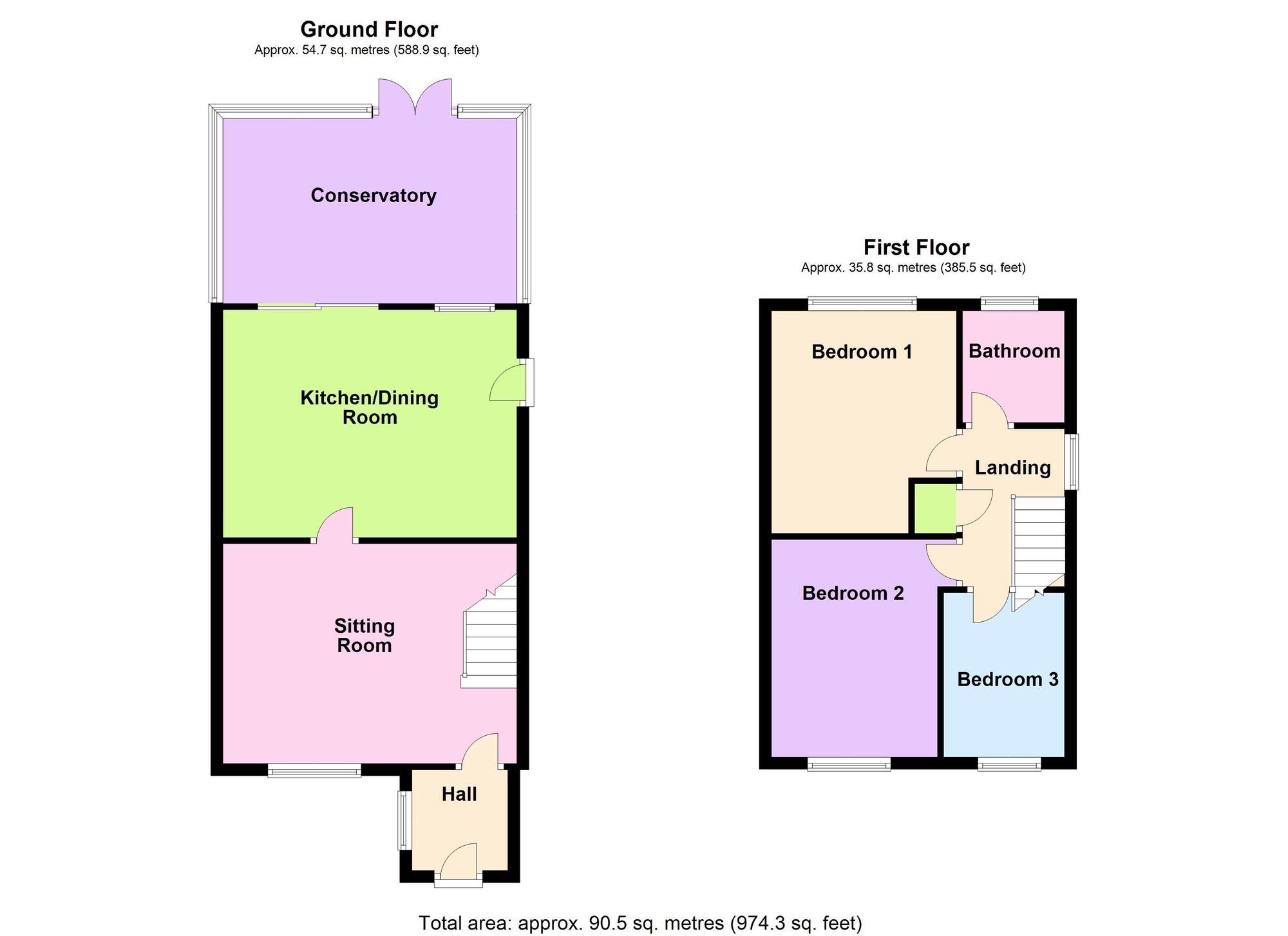 Floorplan of 3 bedroom Semi Detached House for sale, Chaucer Road, Westfield, Somerset, BA3