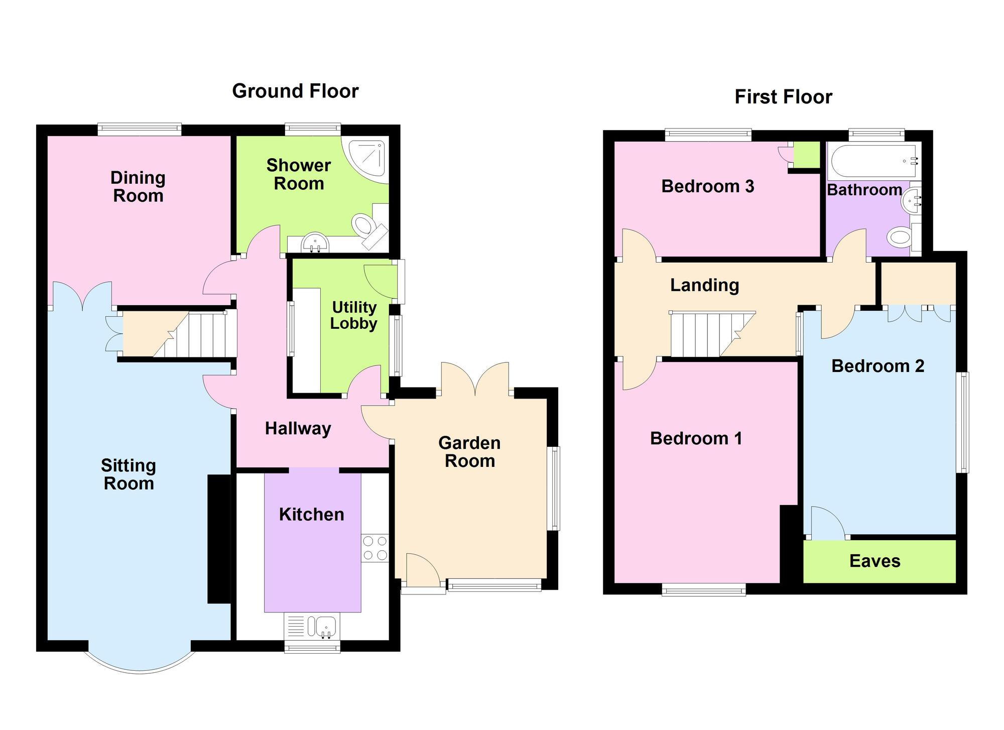 Floorplan of 3 bedroom Semi Detached House for sale, Withies Park, Midsomer Norton, Somerset, BA3