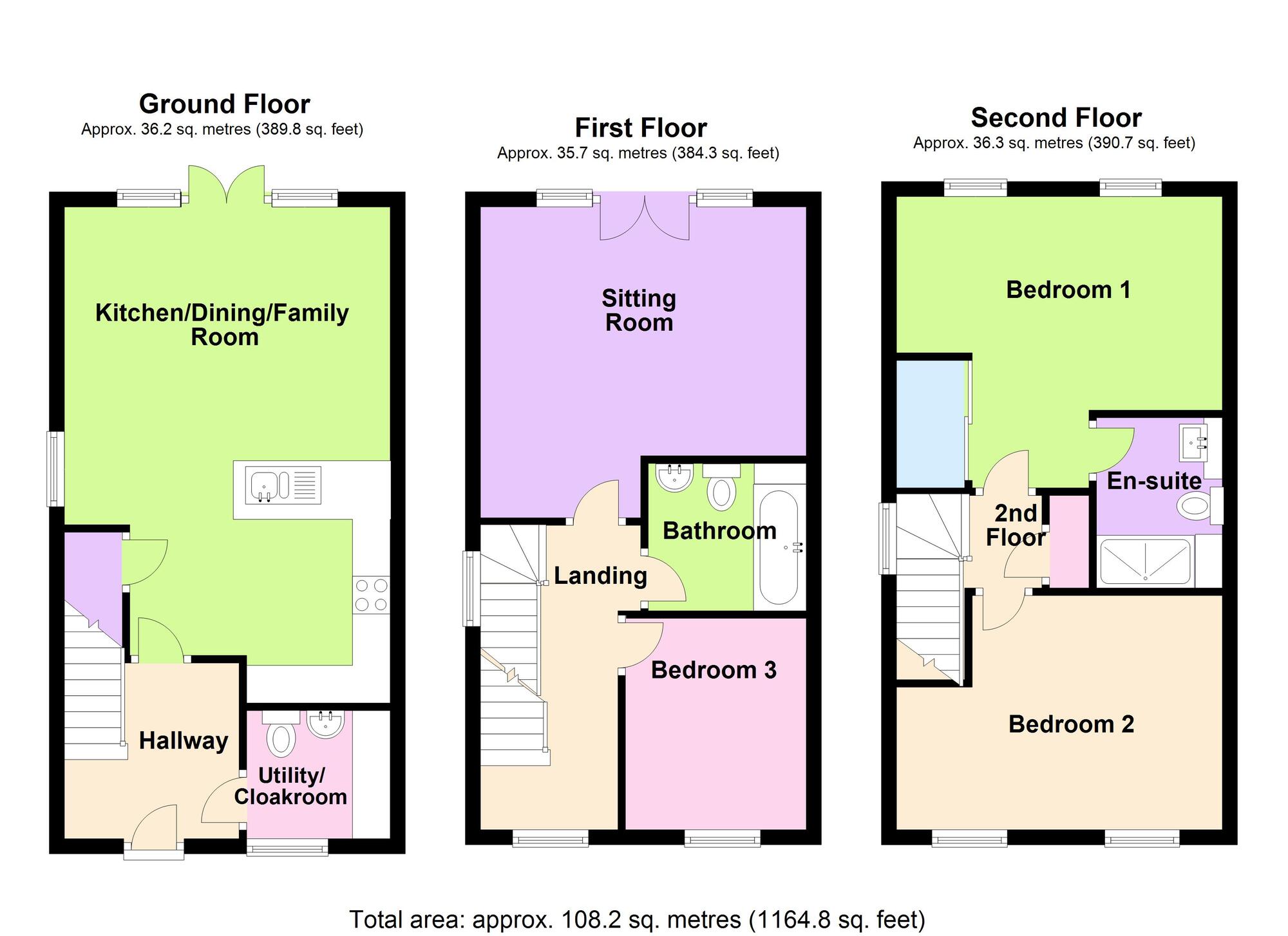 Floorplan of 3 bedroom End Terrace House for sale, Oxleaze Way, Paulton, Somerset, BS39