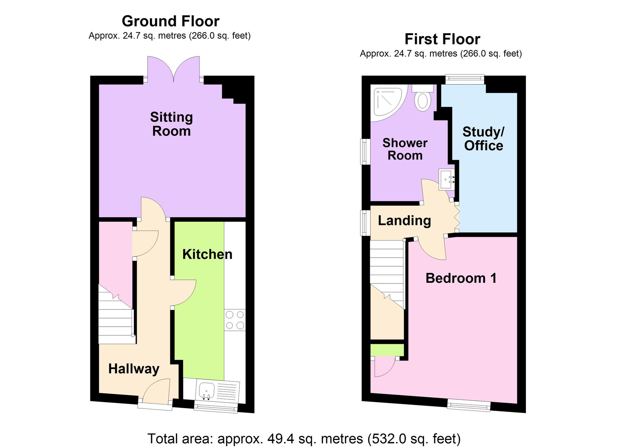 Floorplan of 1 bedroom End Terrace House to rent, High Street, Midsomer Norton, Somerset, BA3