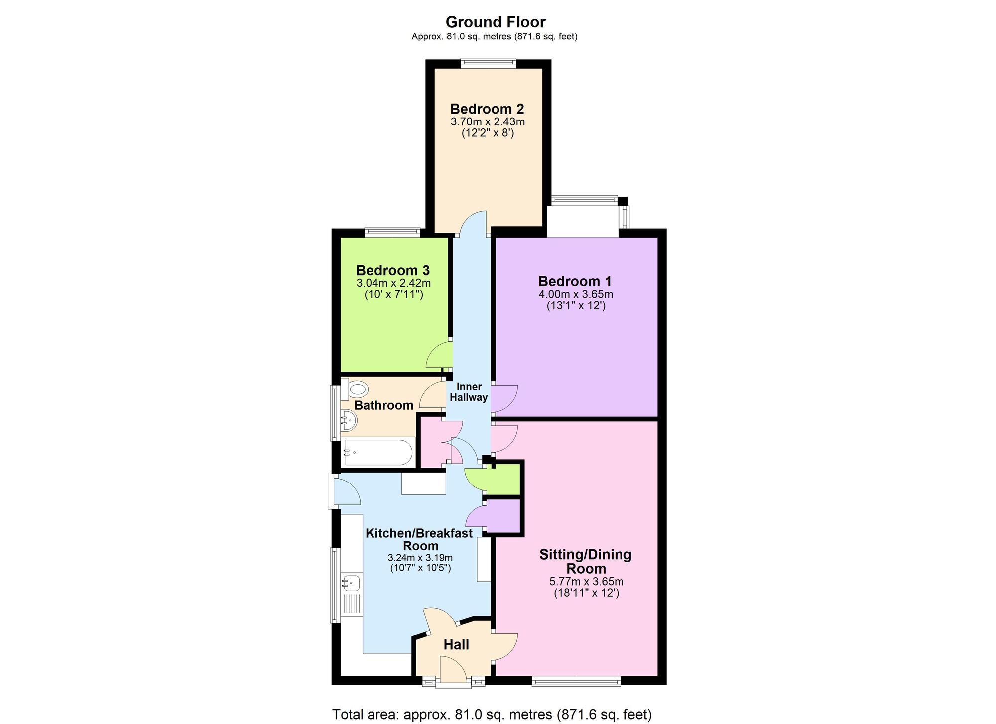 Floorplan of 3 bedroom Detached Bungalow for sale, High Meadows, Midsomer Norton, Somerset, BA3