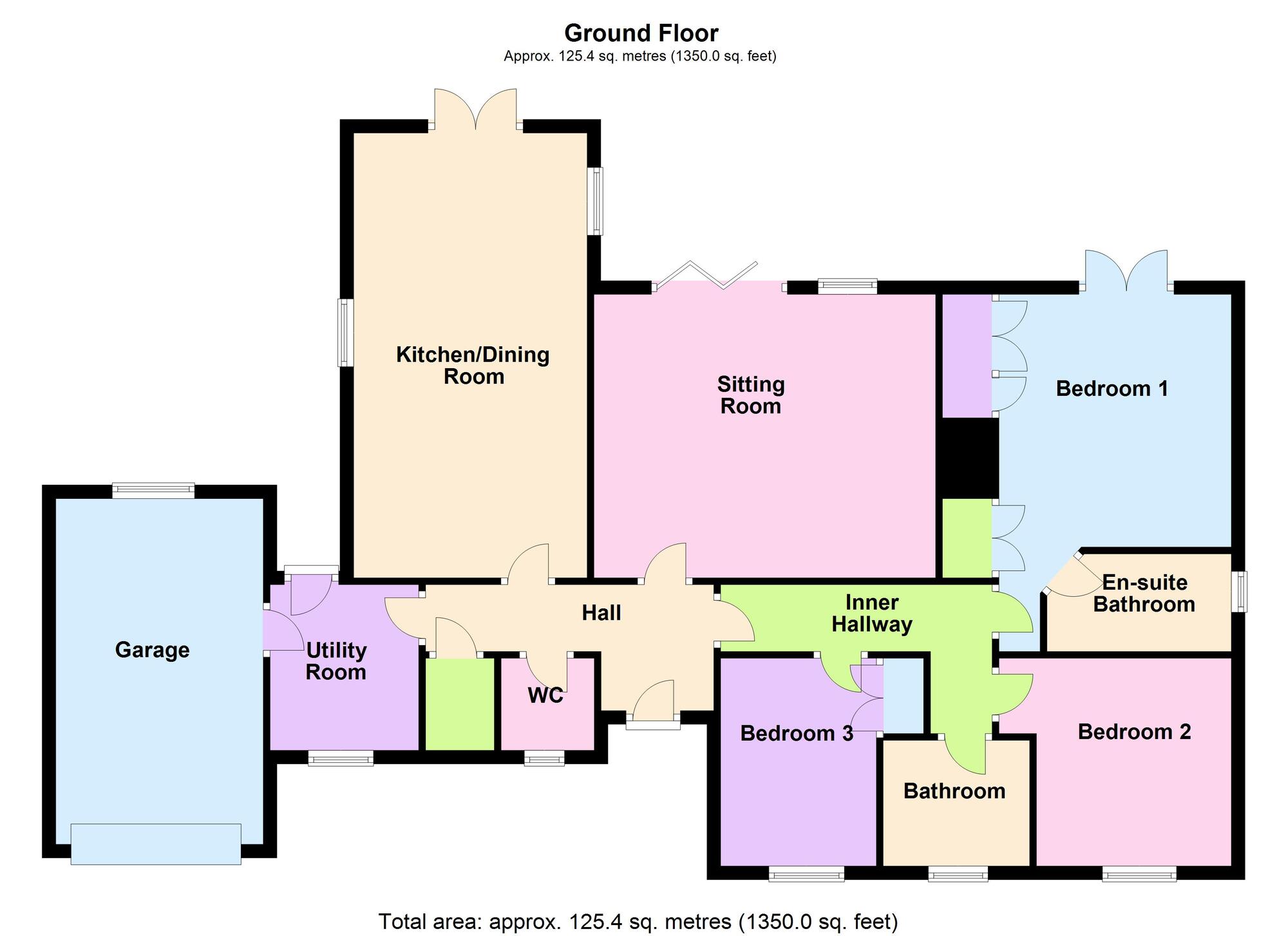 Floorplan of 3 bedroom Detached Bungalow for sale, Downside Close, Chilcompton, Somerset, BA3