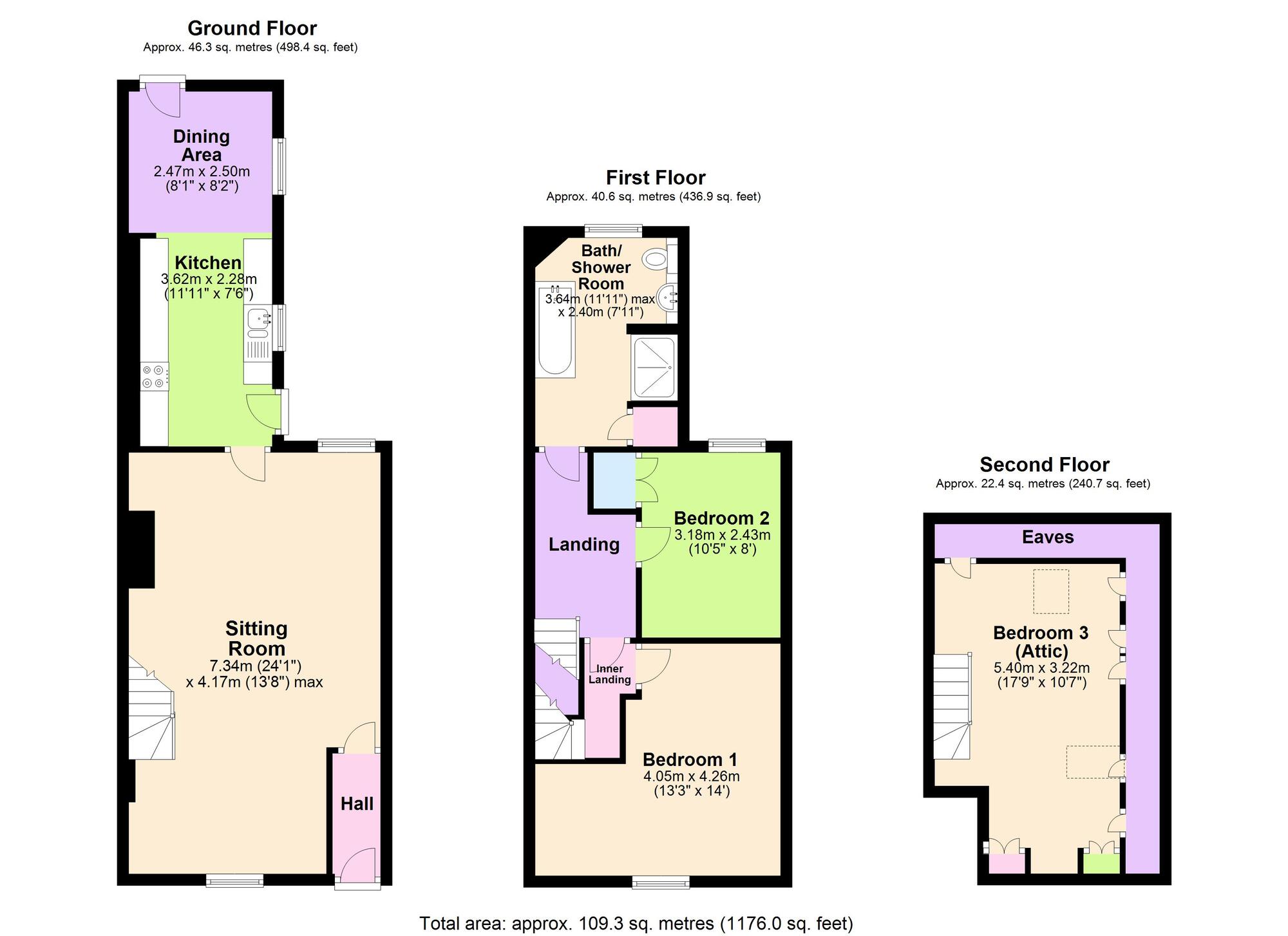 Floorplan of 3 bedroom Semi Detached House for sale, Tyning Hill, Radstock, Somerset, BA3